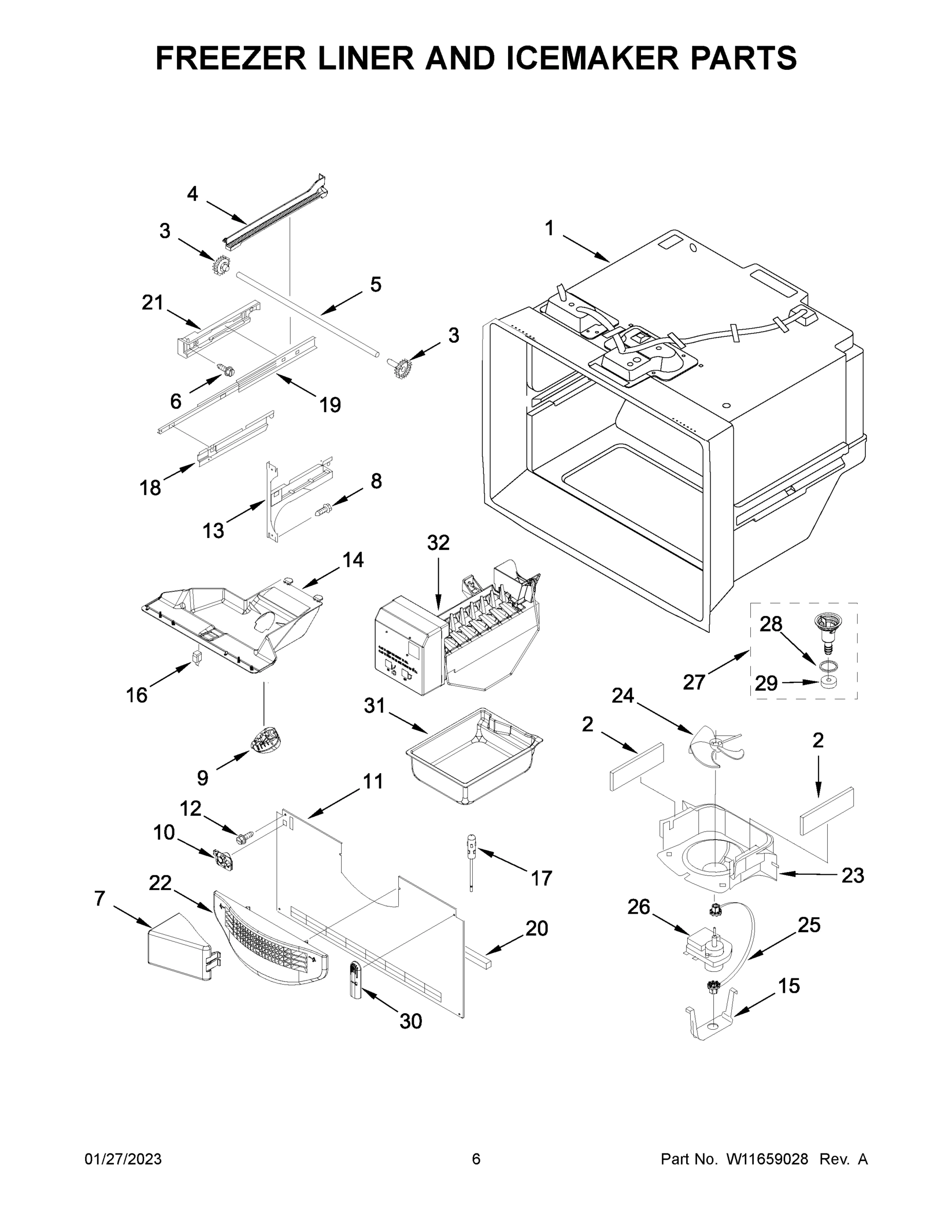 04 - FREEZER LINER AND ICEMAKER PARTS