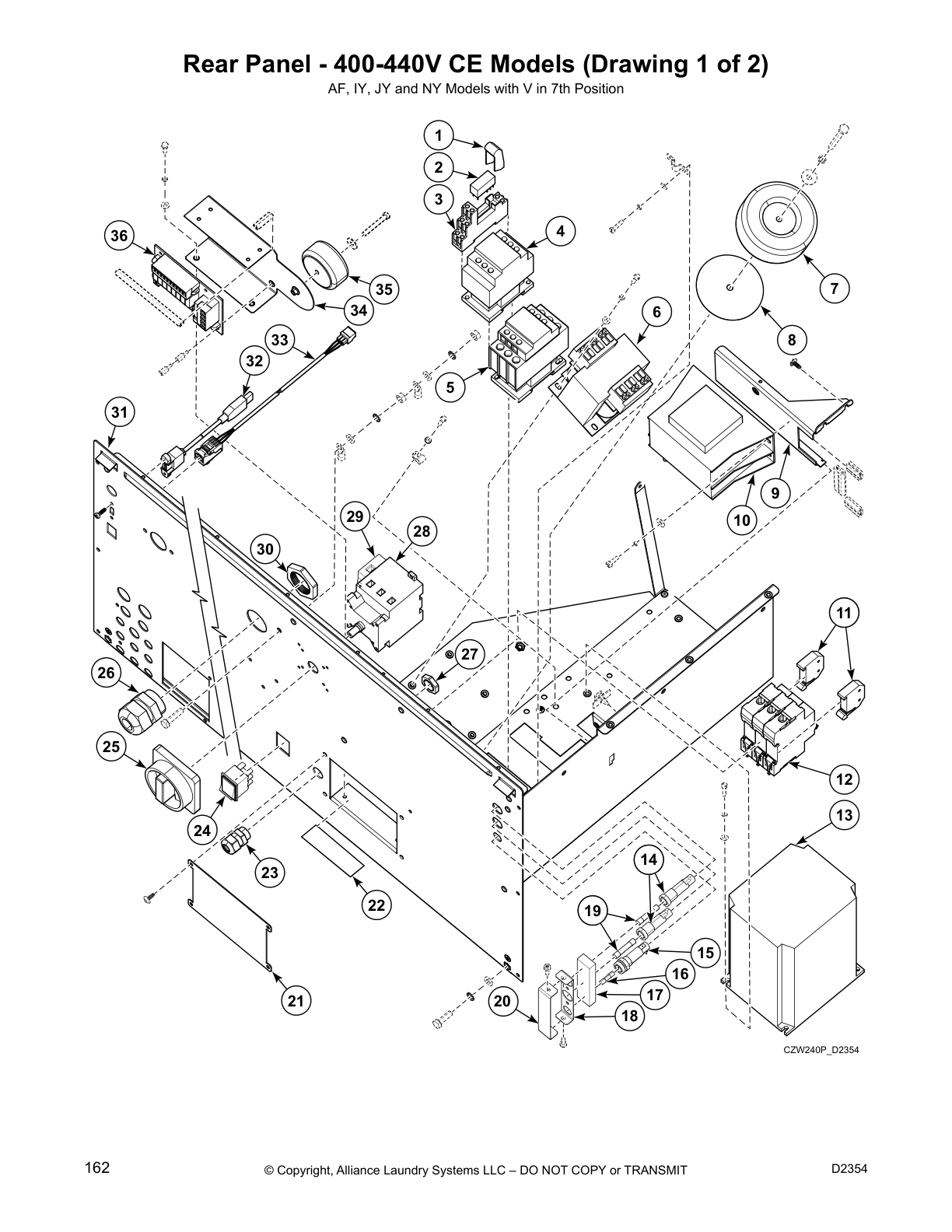 Rear Panel - 400-440V CE Models (Drawing 1 of 2)
