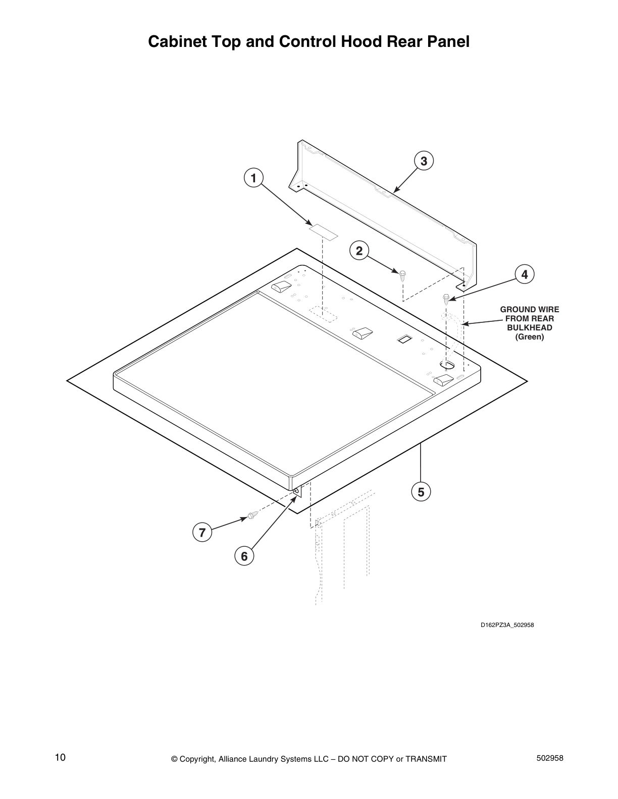 Cabinet Top and Control Hood Rear Panel