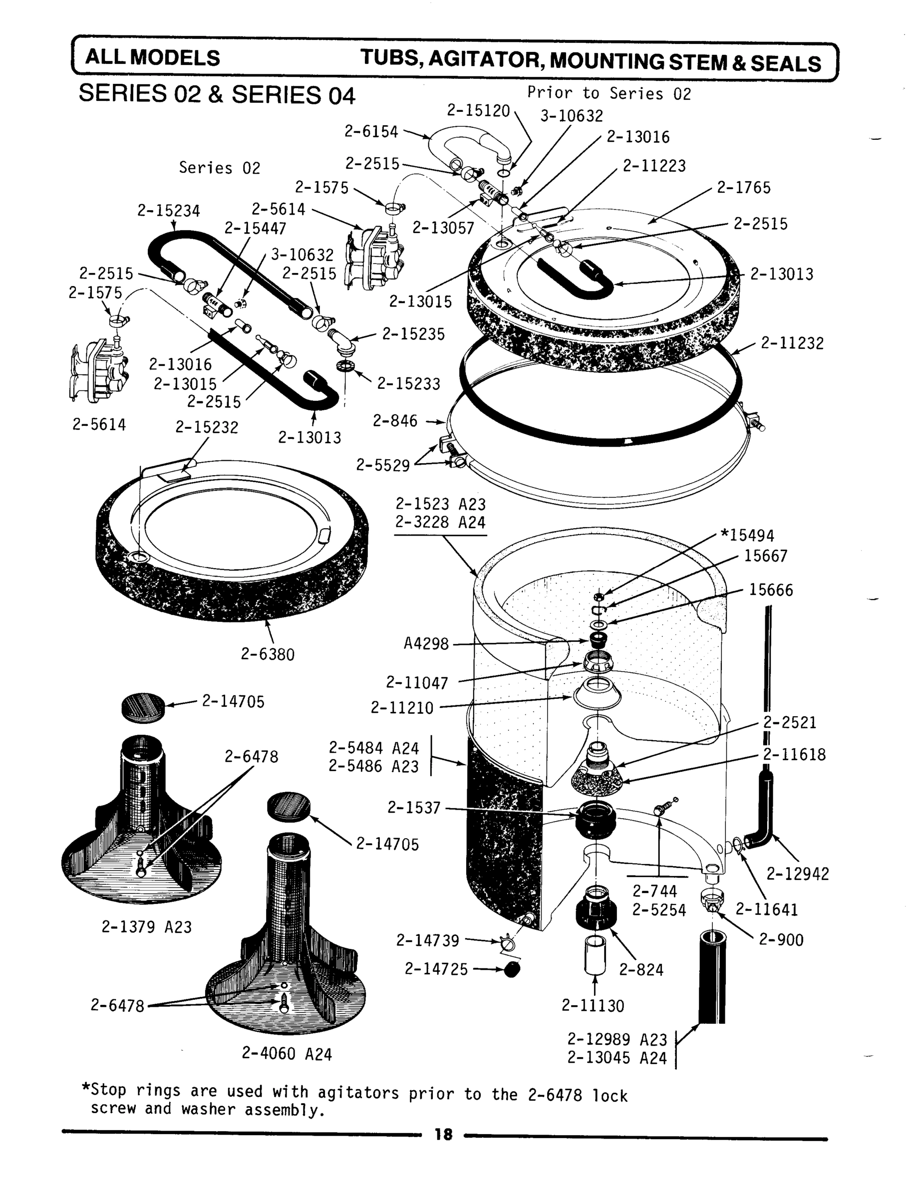 03 - TUB, AGITATOR, MOUNTING STEM & SEAL