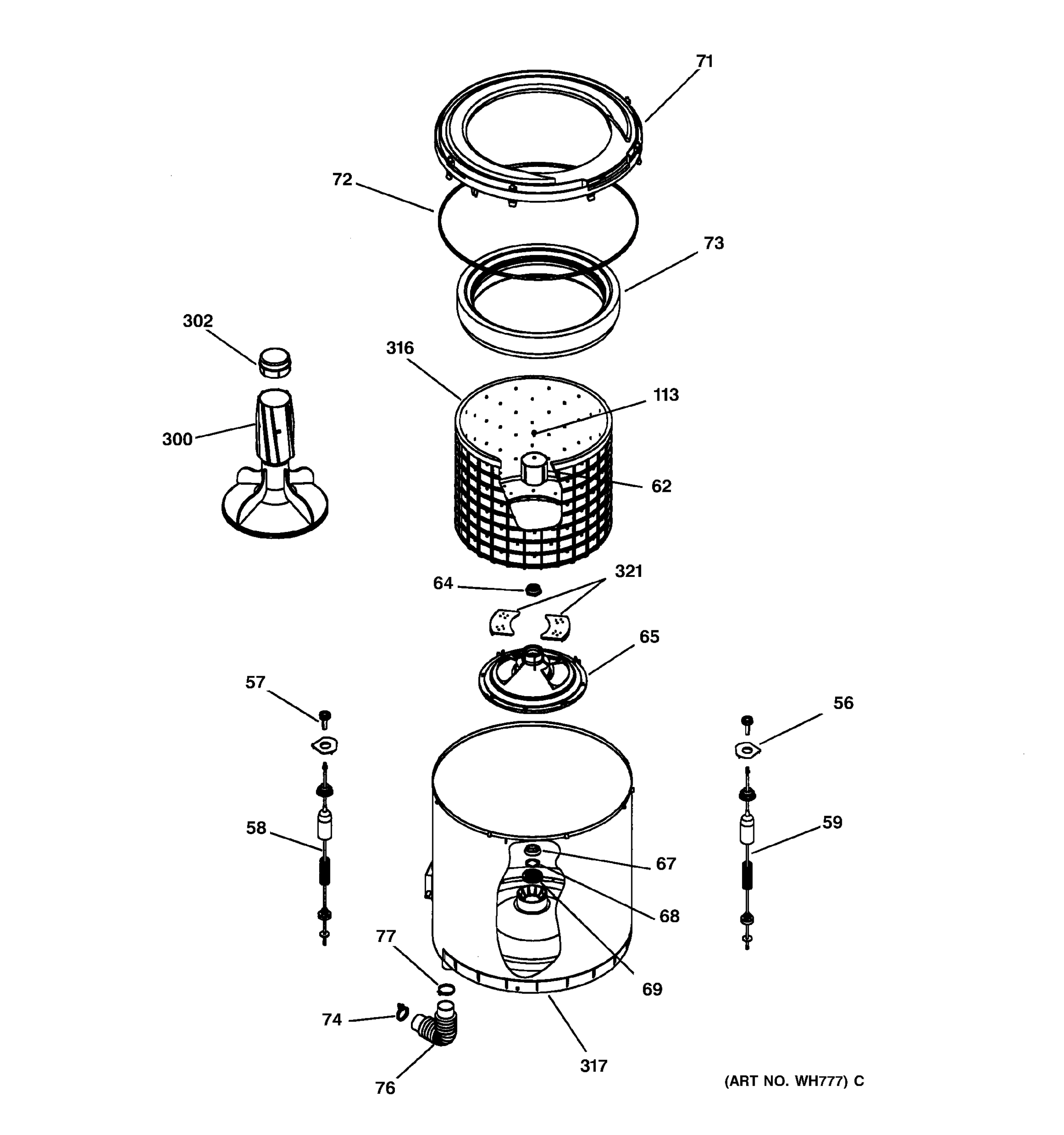 SUSPENSION, TUB, BASKET & AGITATOR