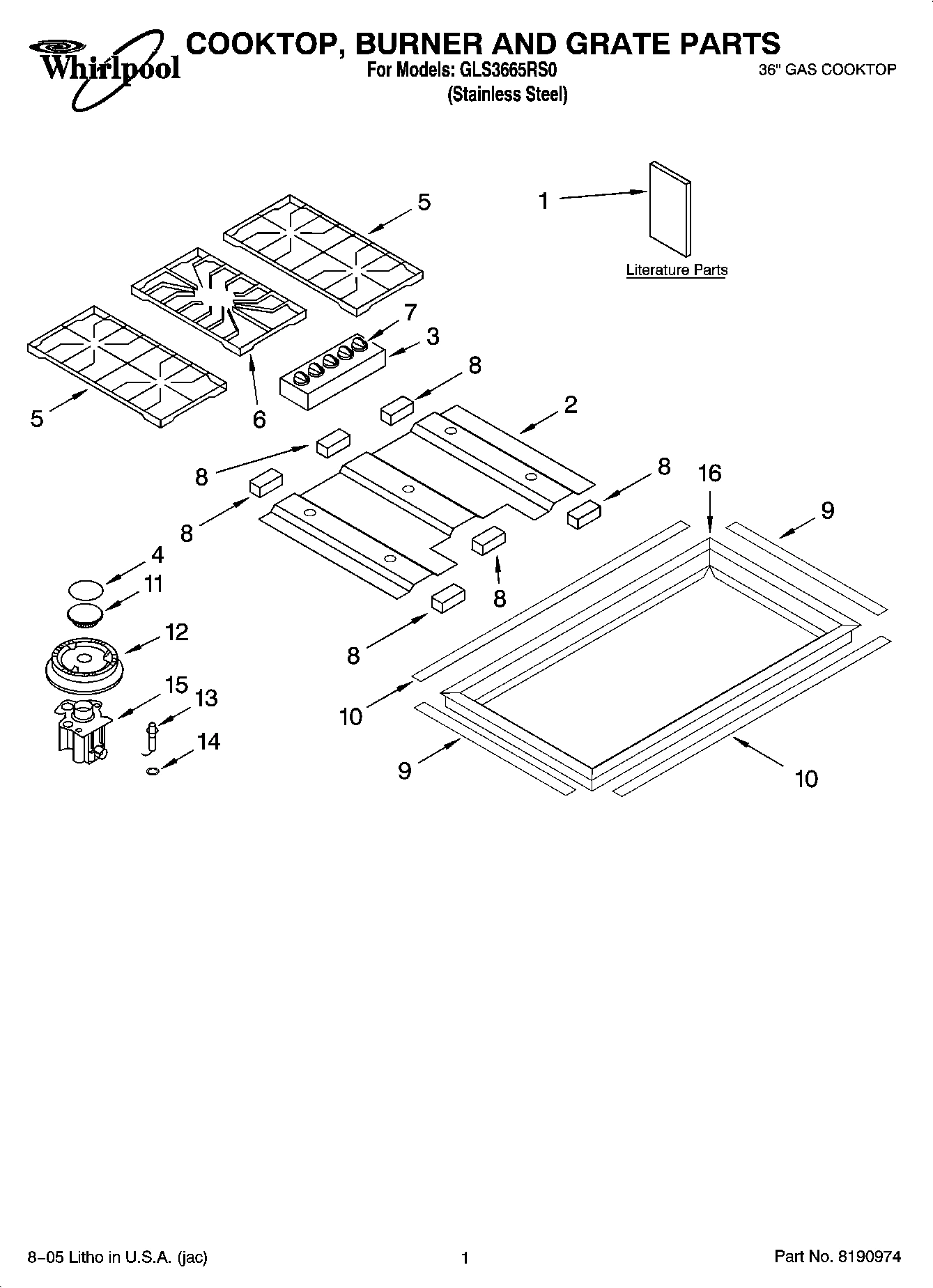 01 - COOKTOP, BURNER AND GRATE PARTS