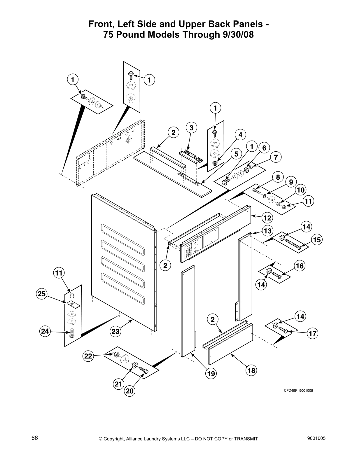 Front, Left Side and Upper Back Panels -
75 Pound Models Through 9/30/08