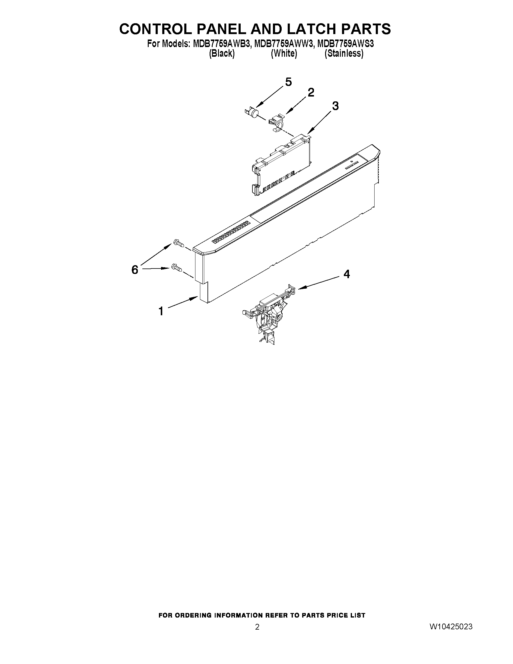 02 - CONTROL PANEL AND LATCH PARTS