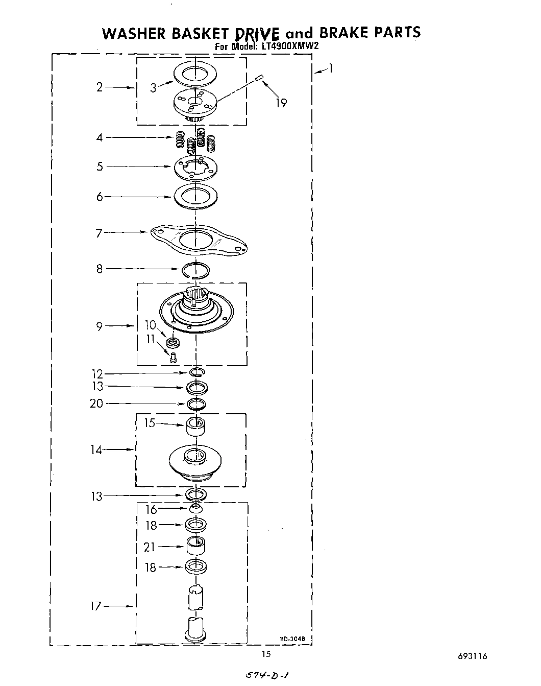12 - WASHER BASKET DRIVE AND BRAKE
