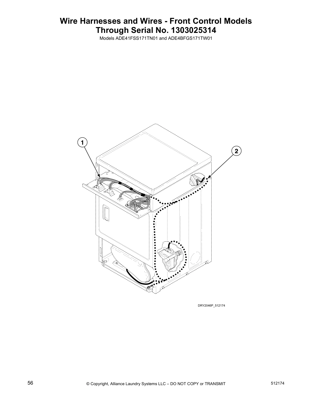 Wire Harnesses and Wires - Front Control Models
Through Serial No. 1303025314