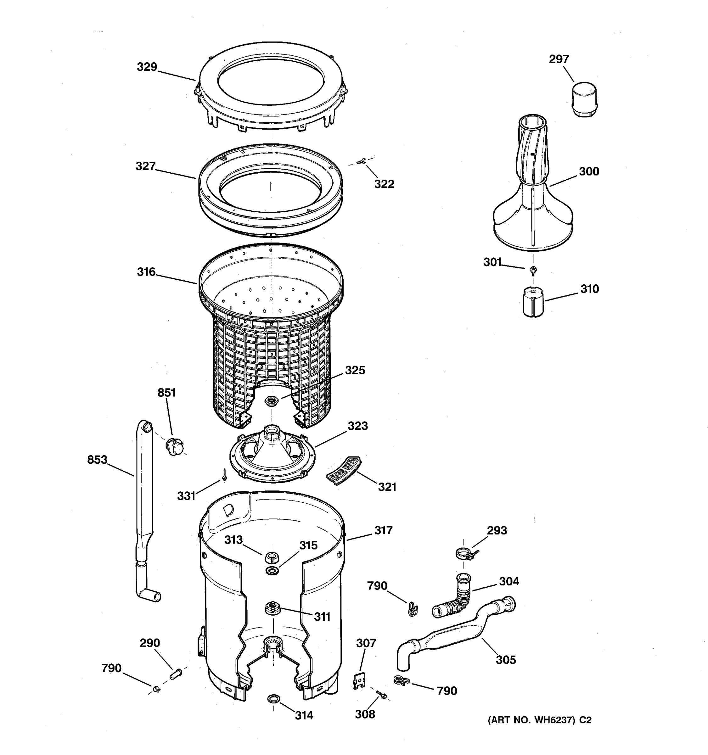 TUB, BASKET & AGITATOR