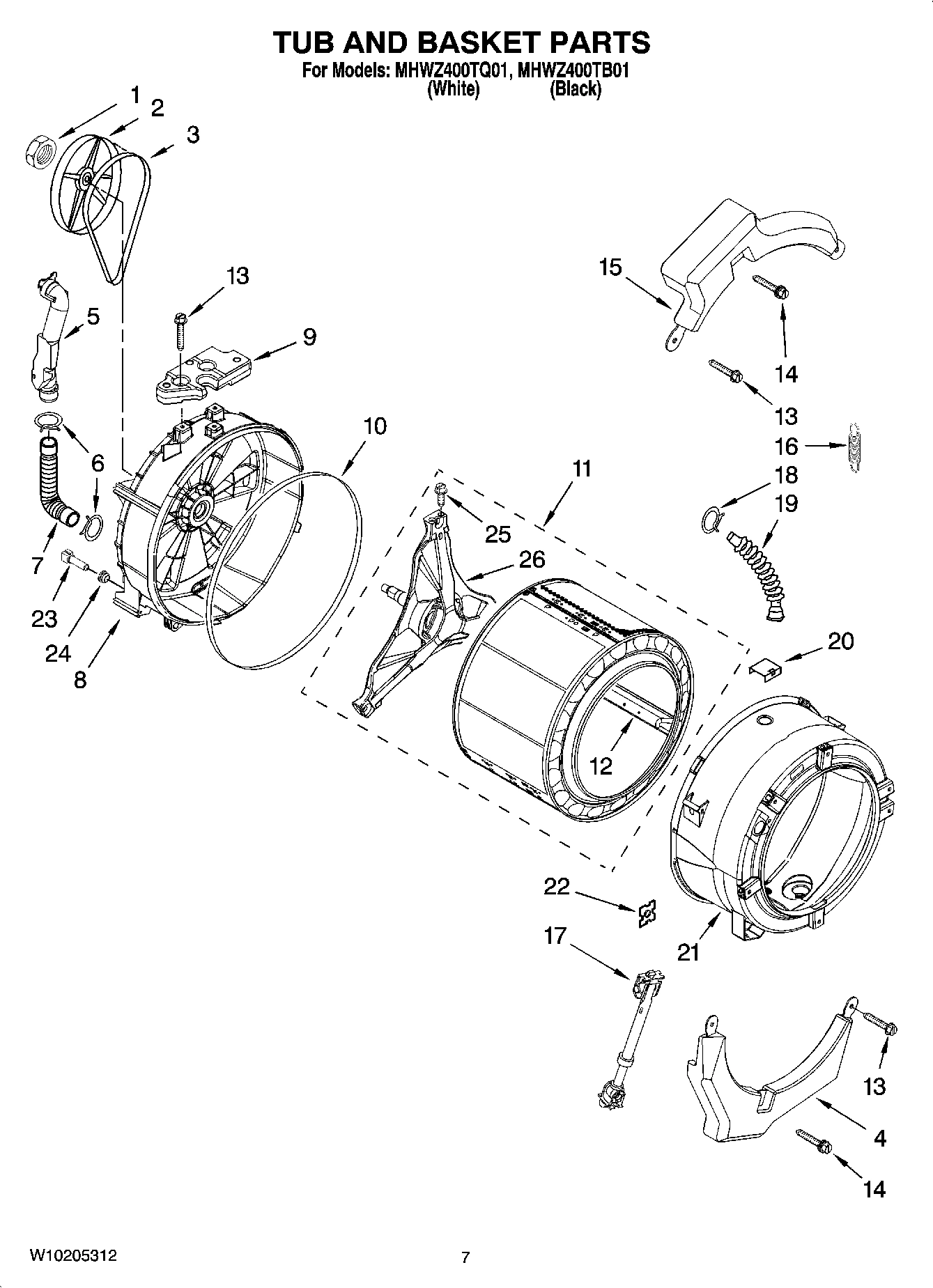 06 - TUB AND BASKET PARTS, OPTIONAL PARTS (NOT INCLUDED)