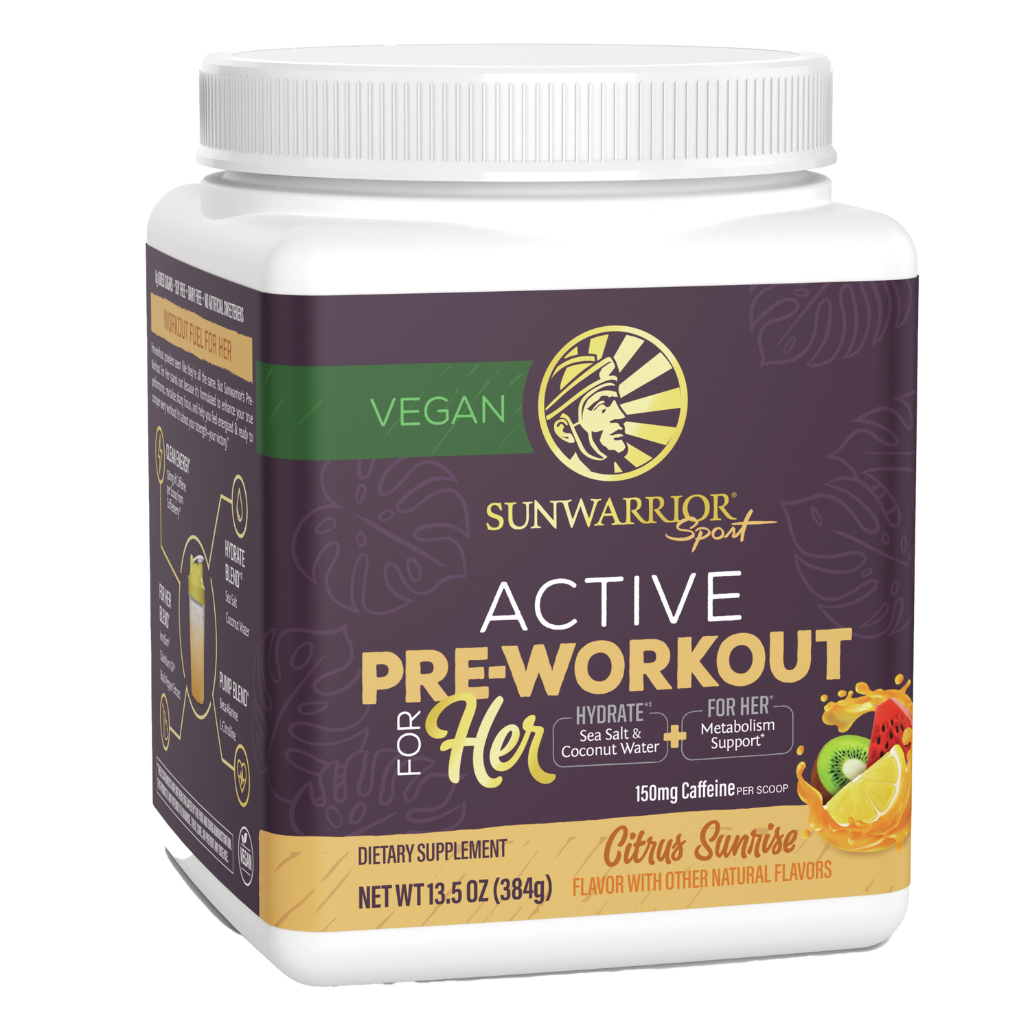 Sunwarrior Active Pre Workout for Her Powder Citrus Sunrise Flavor 380 Gram 30 Servings