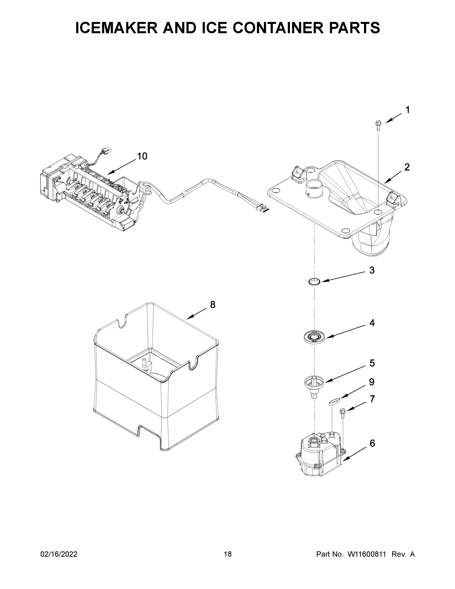 10 - ICEMAKER AND ICE CONTAINER PARTS