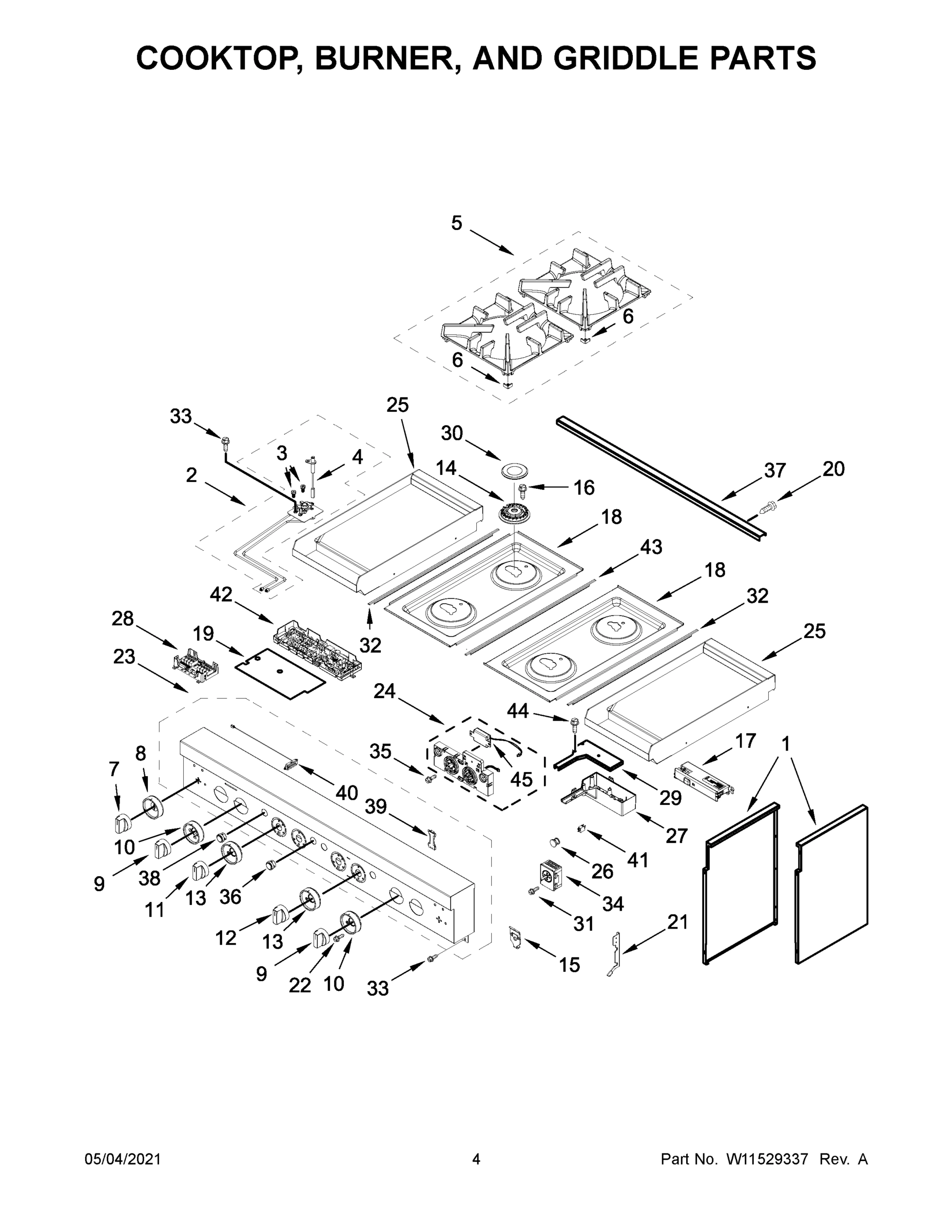 03 - COOKTOP, BURNER, AND GRIDDLE PARTS
