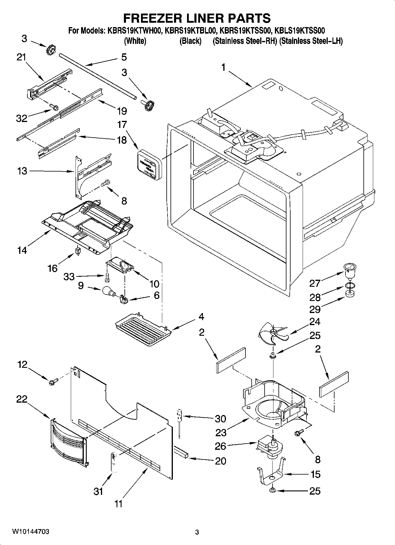 02 - FREEZER LINER PARTS