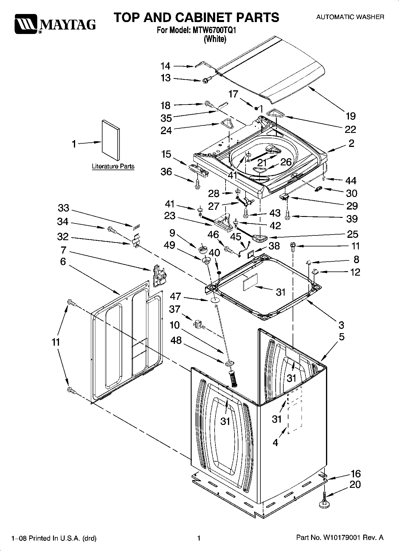 01 - TOP AND CABINET PARTS