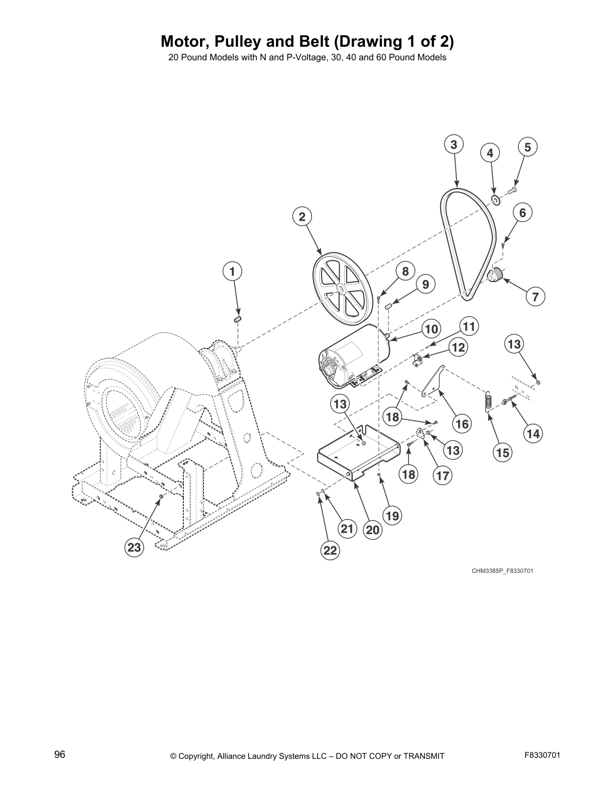 Motor, Pulley and Belt (Drawing 1 of 2)