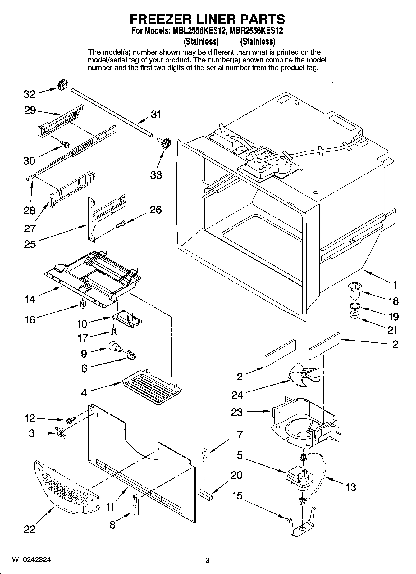 02 - FREEZER LINER PARTS