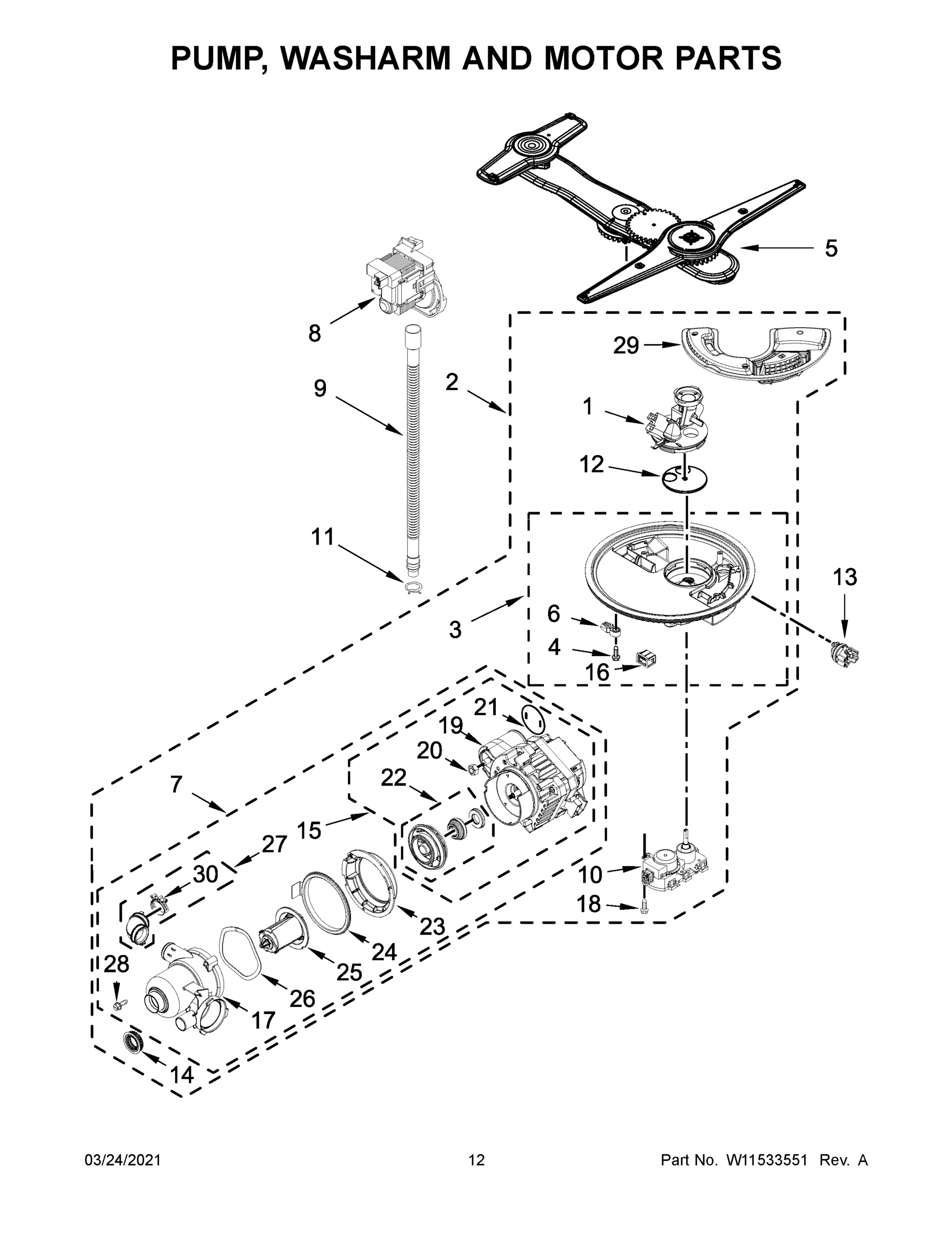 07 - PUMP, WASHARM AND MOTOR PARTS