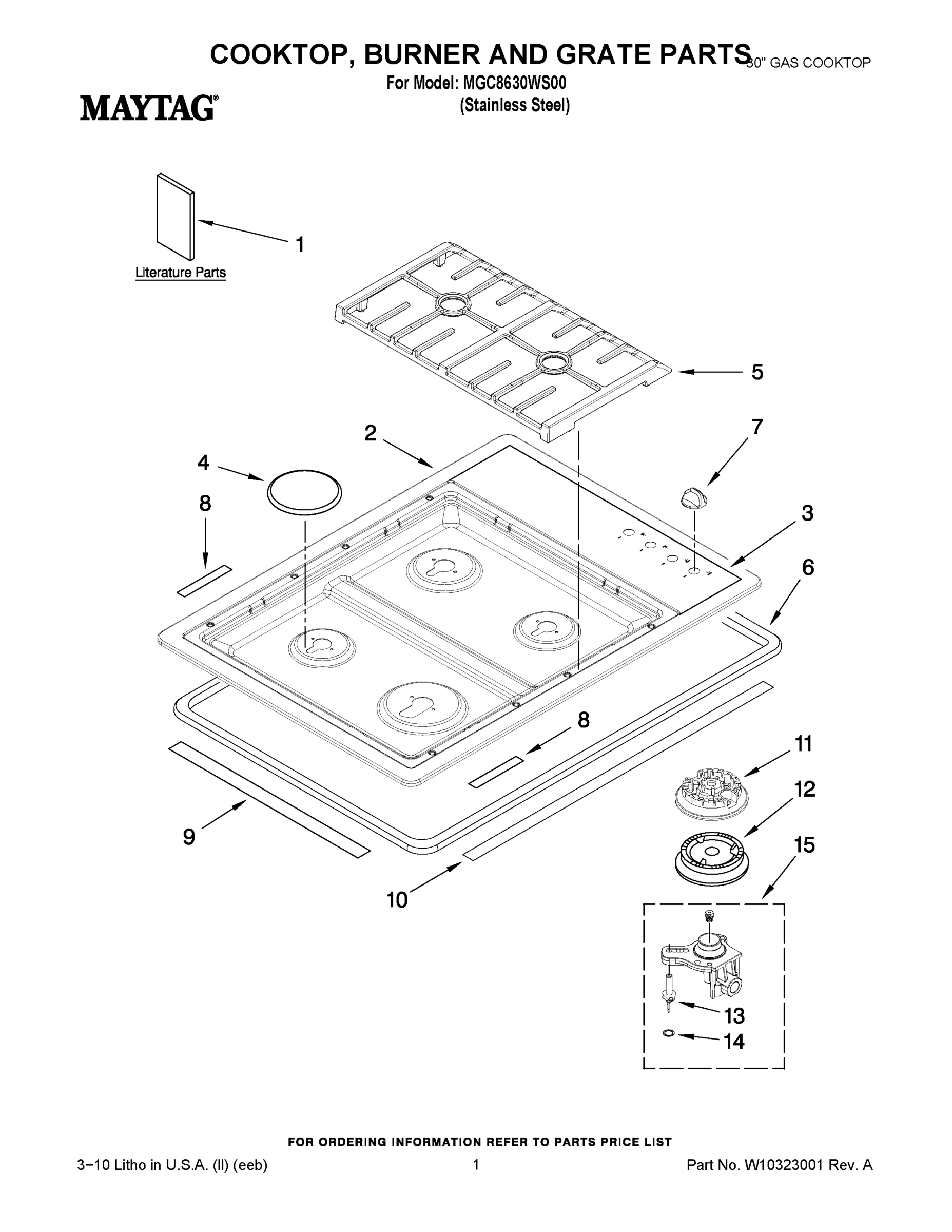 01 - COOKTOP, BURNER AND GRATE PARTS