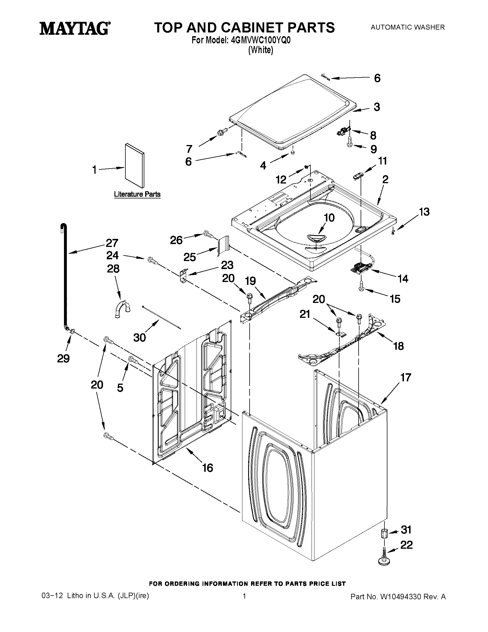 01 - TOP AND CABINET PARTS