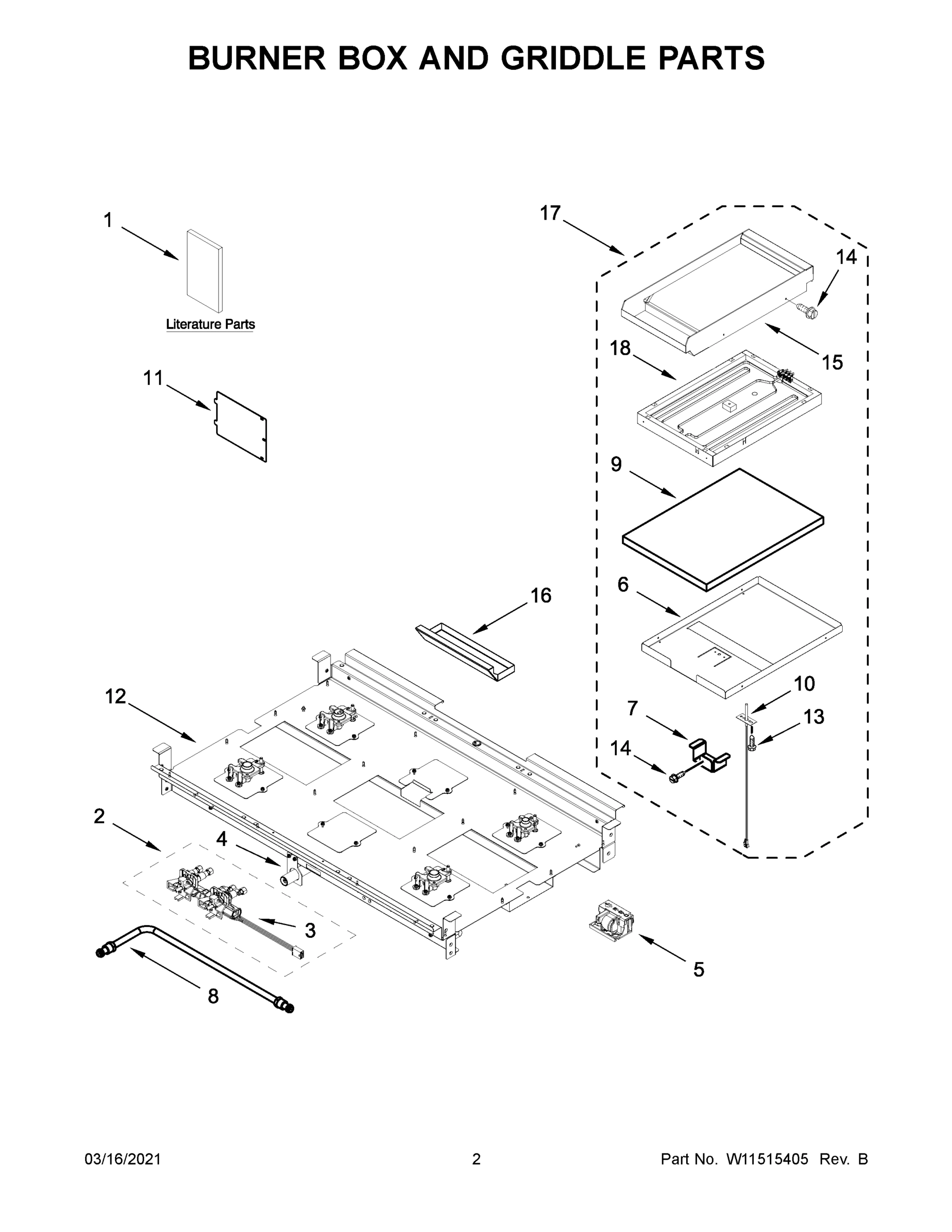 02 - BURNER BOX AND GRIDDLE PARTS