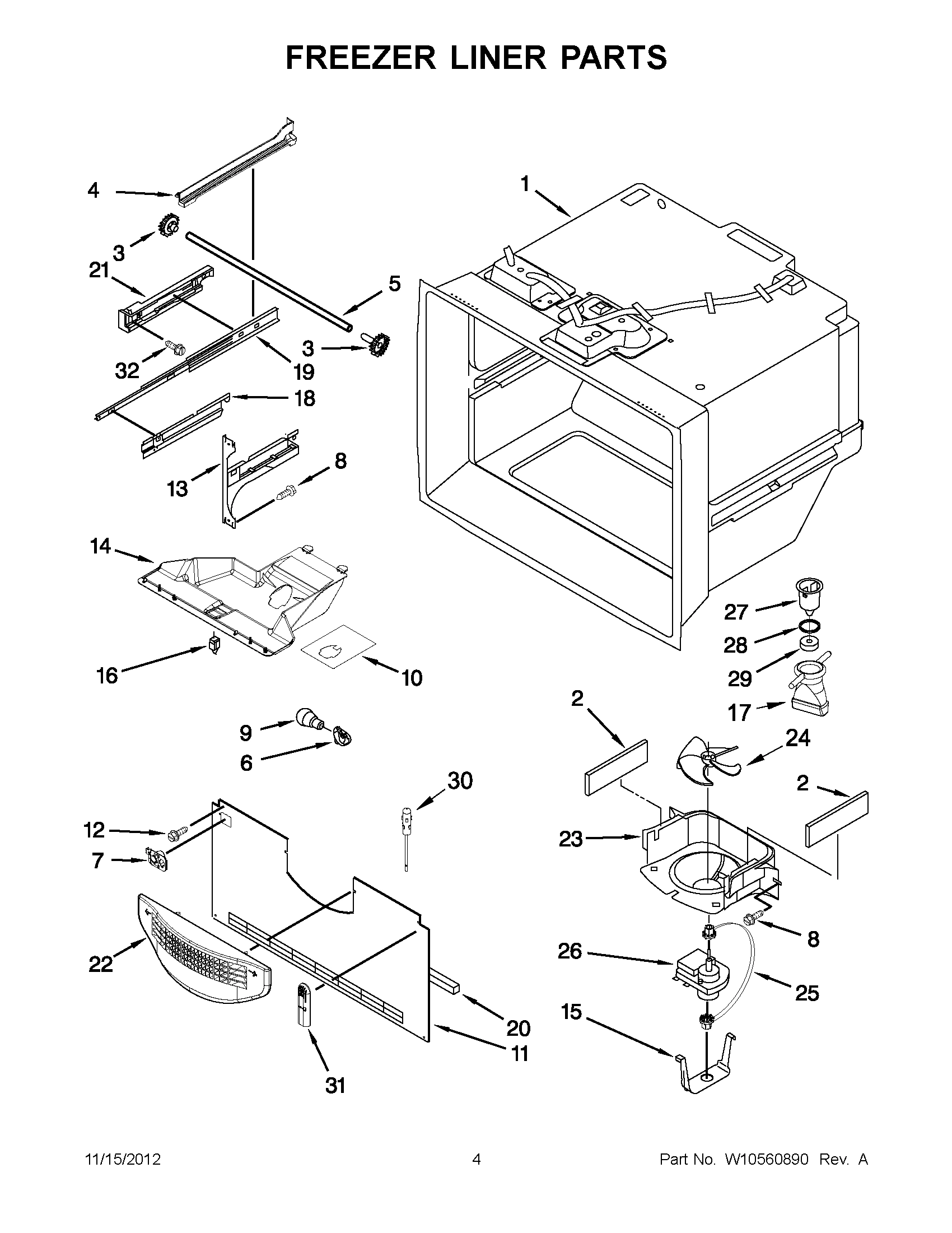 02 - FREEZER LINER PARTS