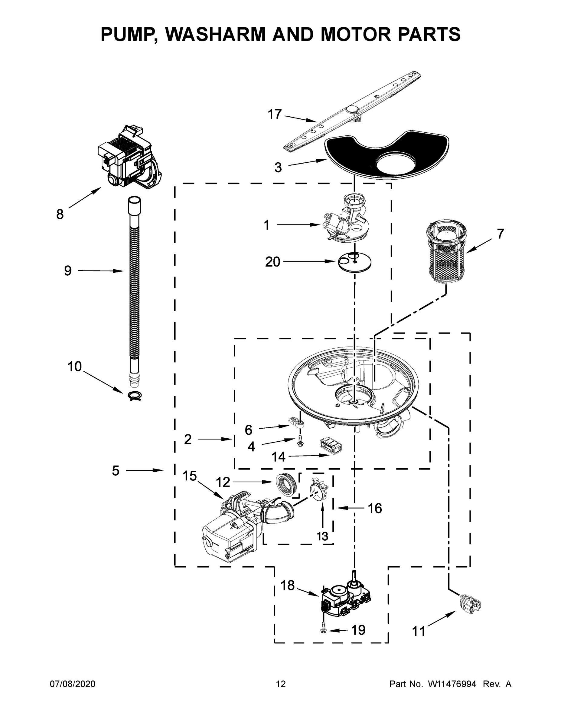 07 - PUMP, WASHARM AND MOTOR PARTS