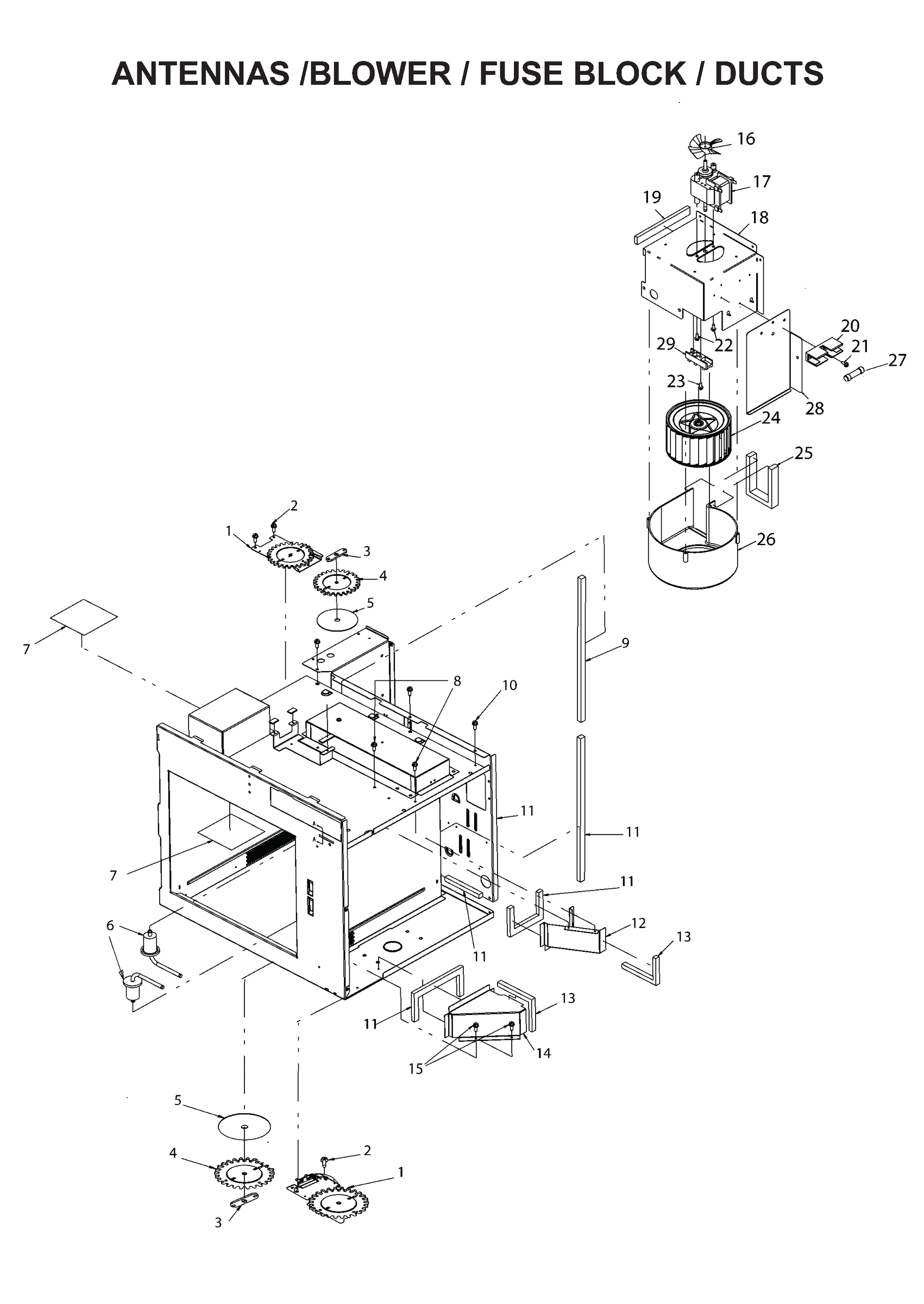 ANTENNAS / BLOWER / FUSE BLOCK / DUCTS