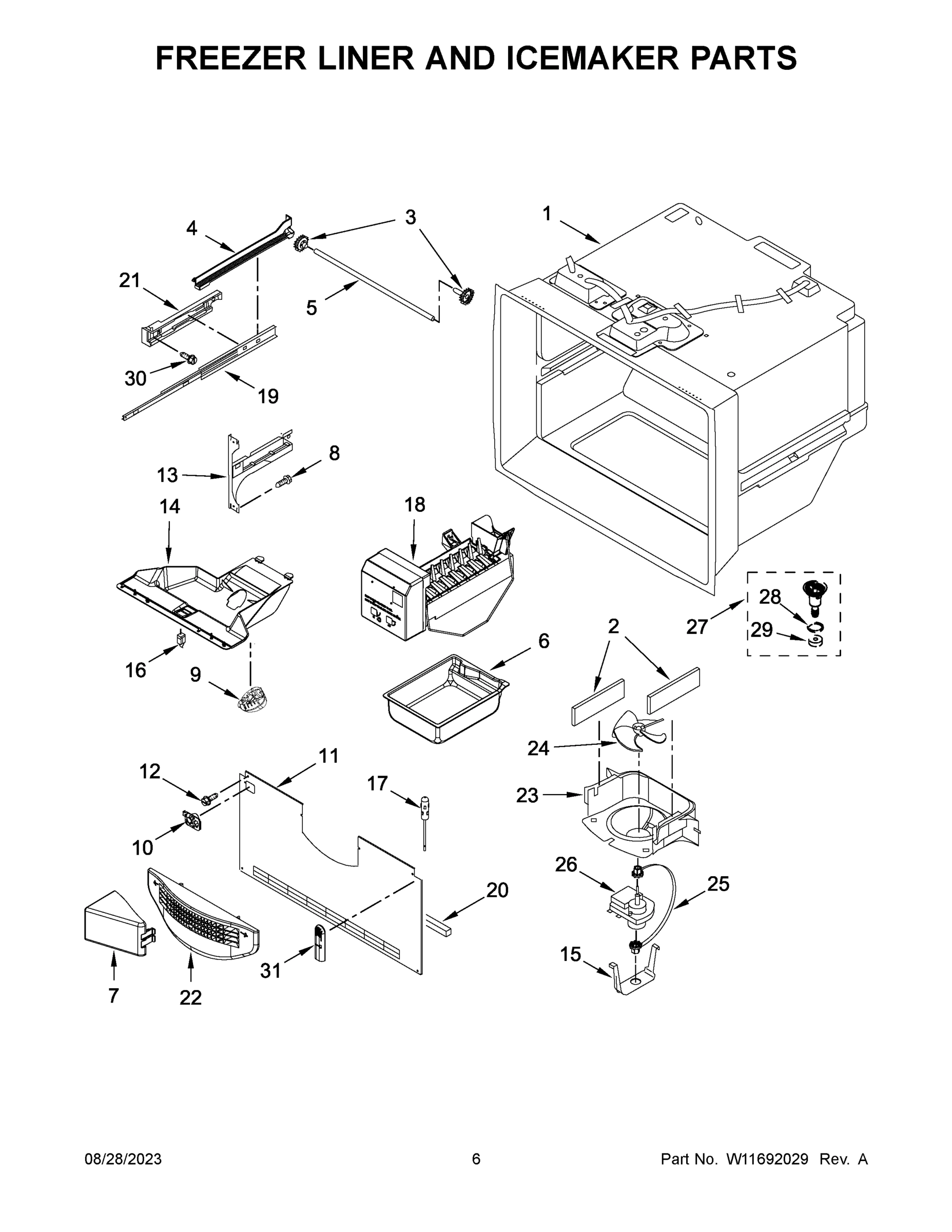 04 - FREEZER LINER AND ICEMAKER PARTS