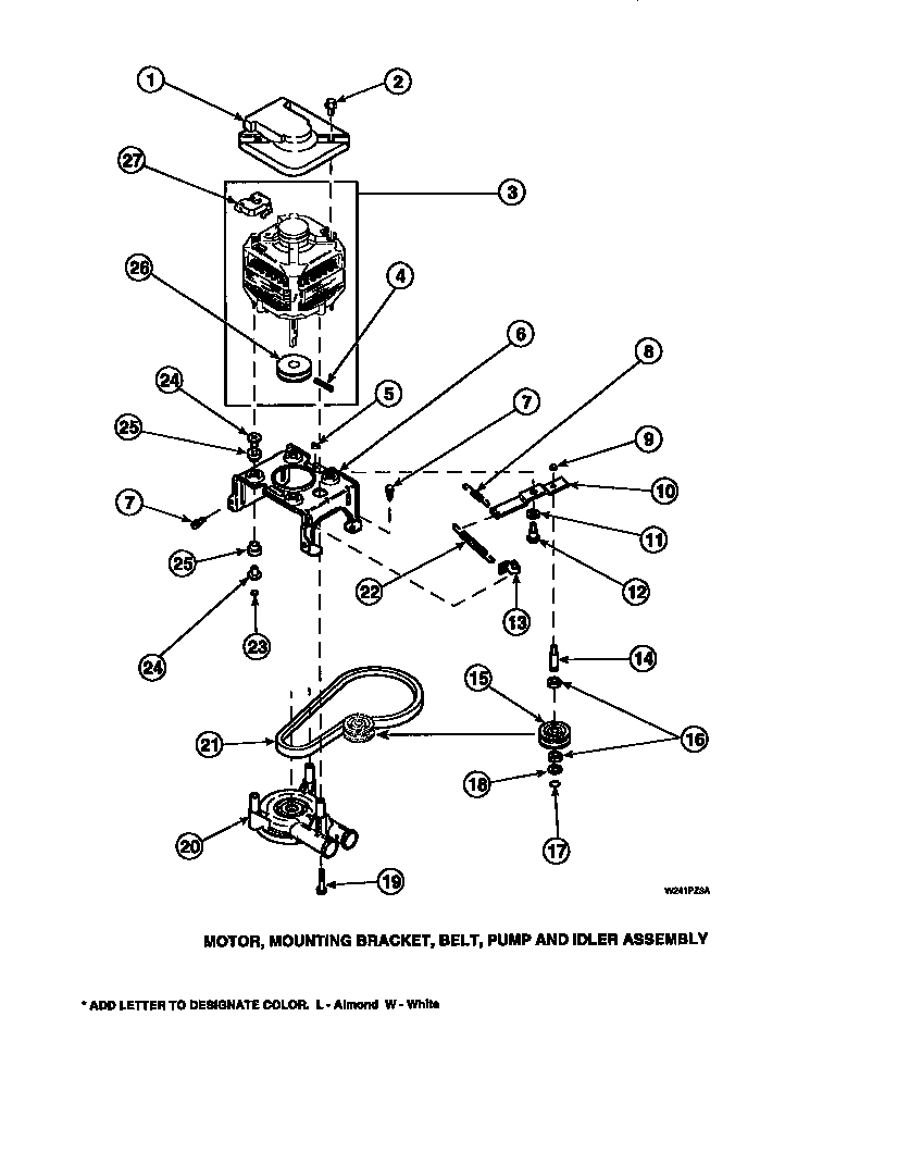 20 - MOTOR, MTG BRKT, BELT, PUMP & IDLER ASSY