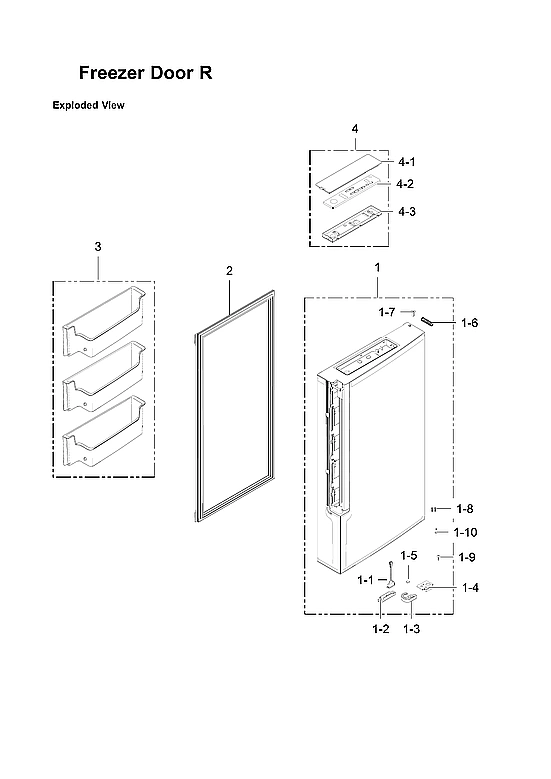 RIGHT FREEZER DOOR PARTS