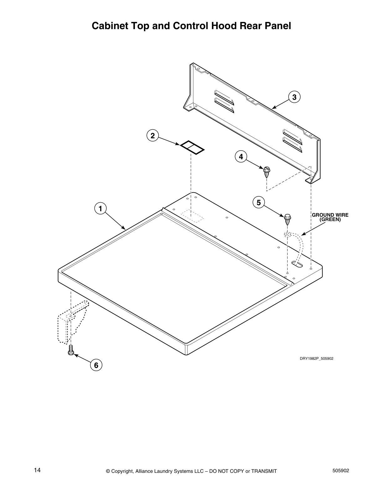 Cabinet Top and Control Hood Rear Panel