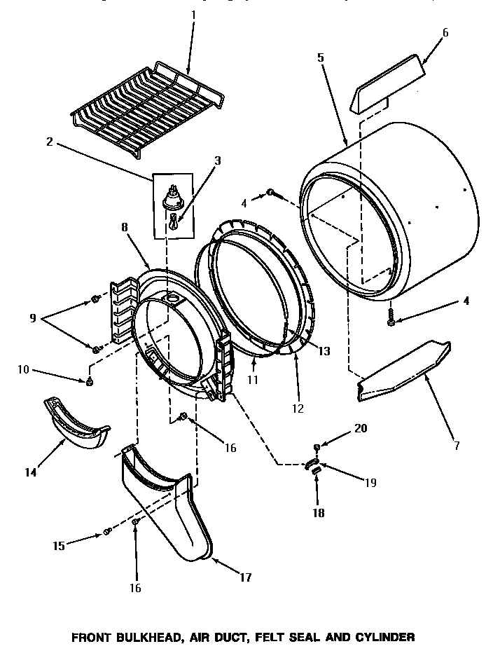 03 - FR BLKHD, AIR DUCT, FELT SEAL & CYLINDER