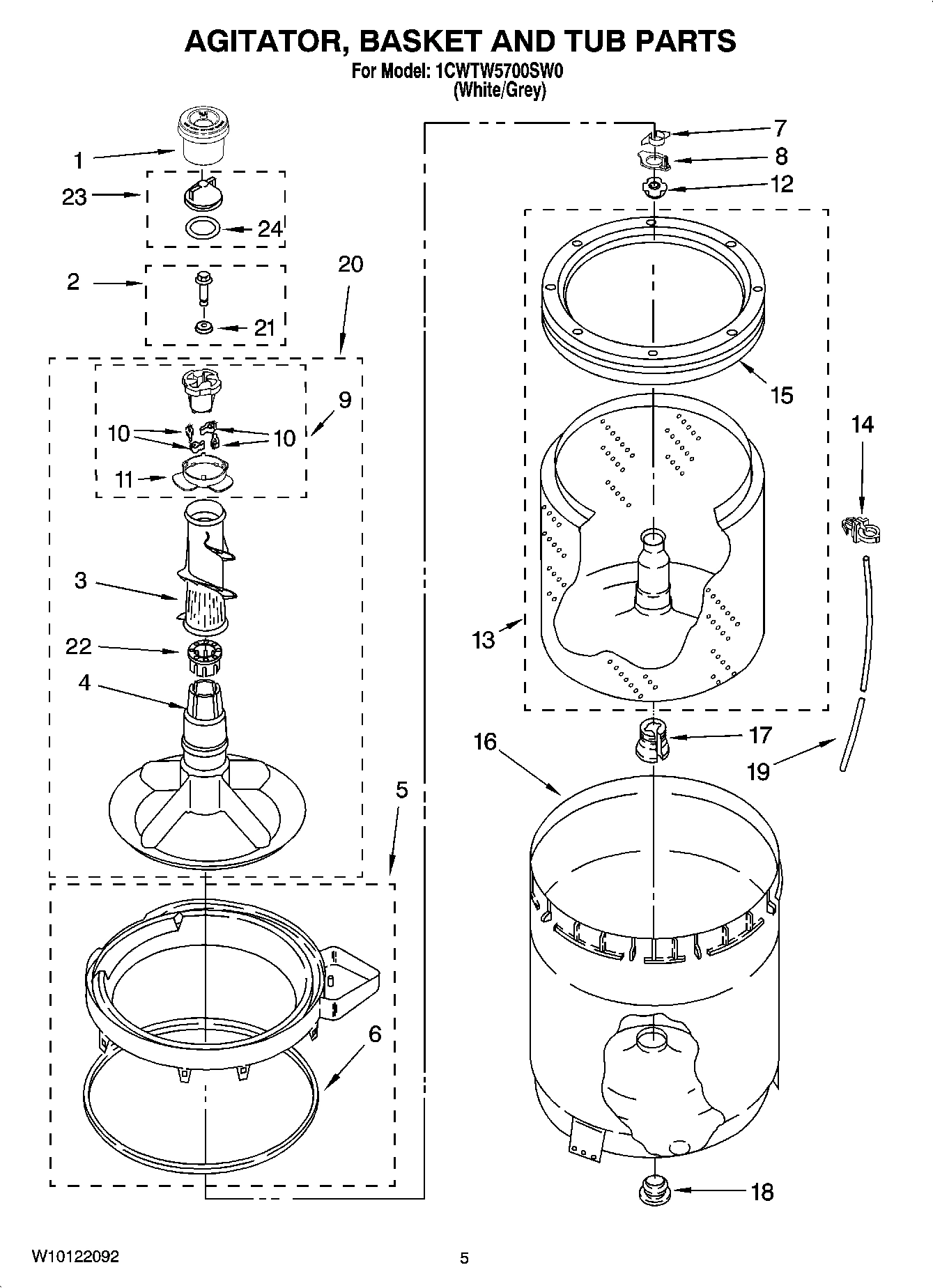03 - AGITATOR, BASKET AND TUB PARTS