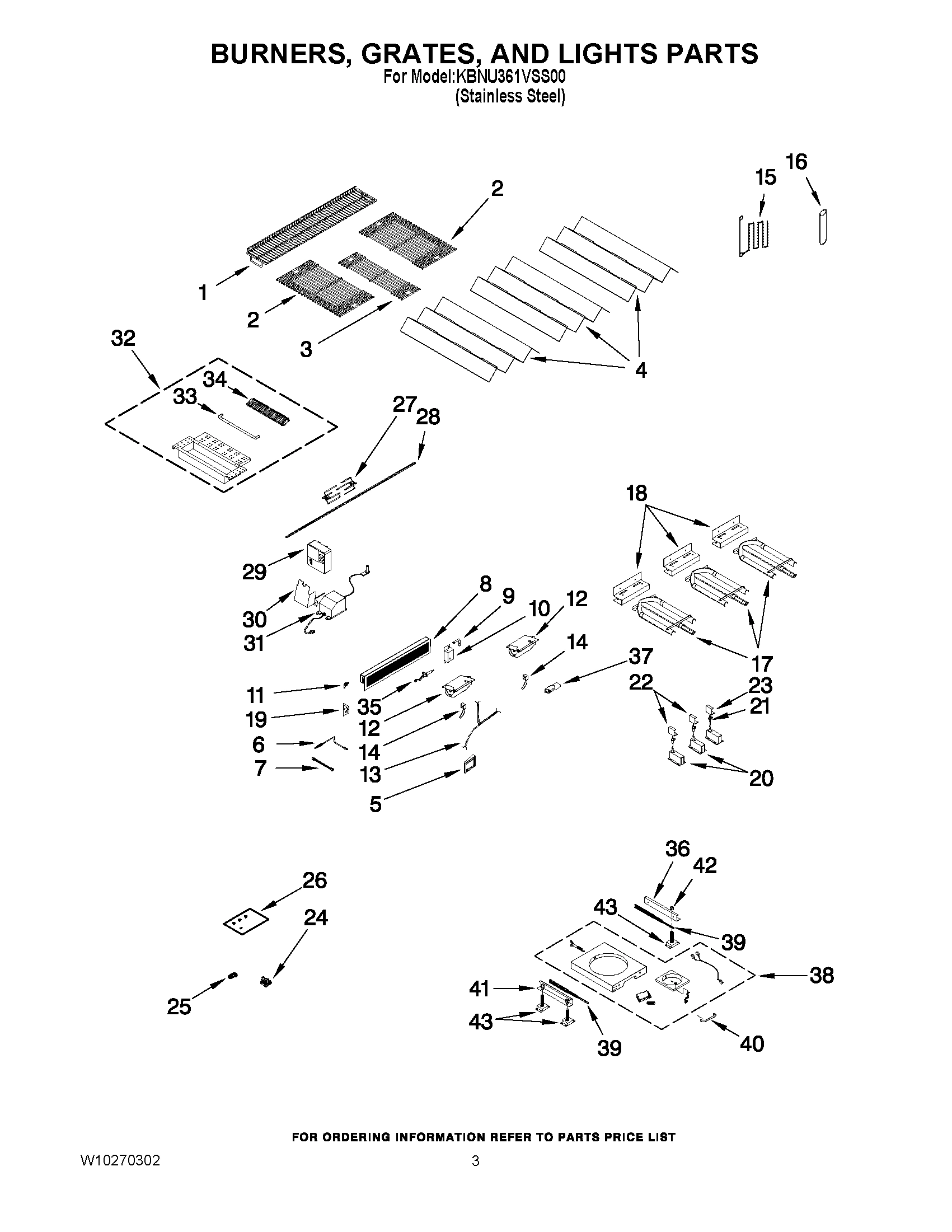02 - BURNERS, GRATES, AND LIGHTS PARTS