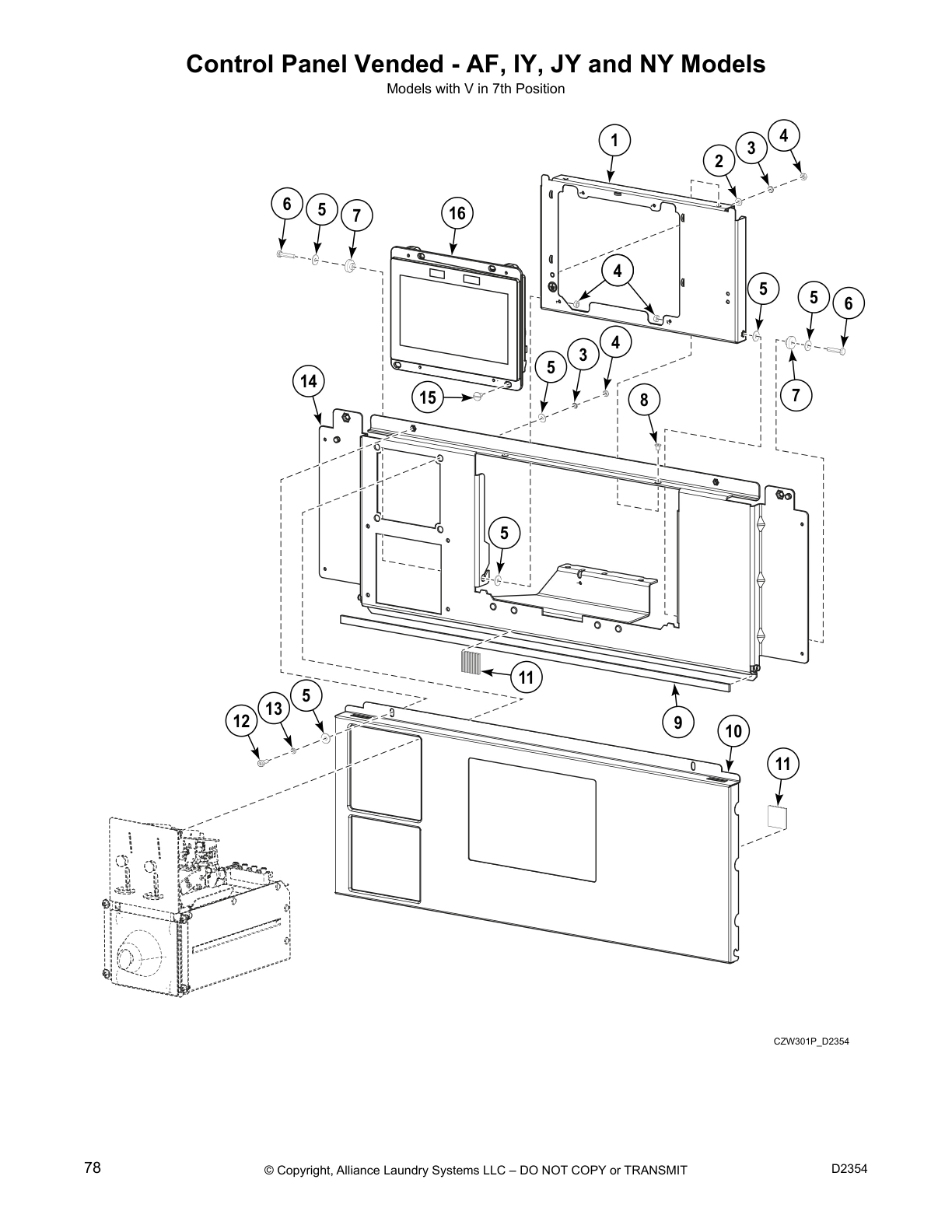Control Panel Vended - AF, IY, JY and NY Models