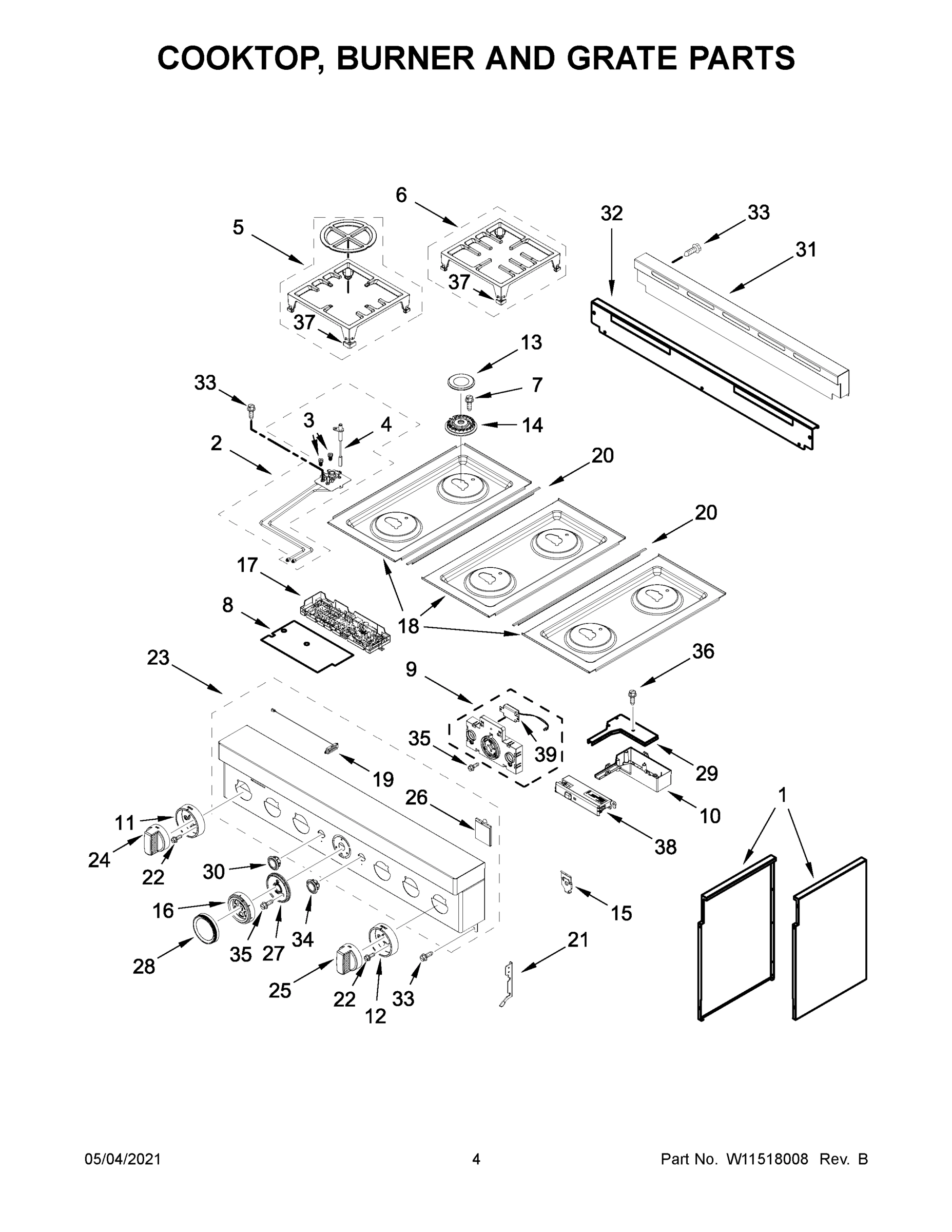 03 - COOKTOP, BURNER AND GRATE PARTS