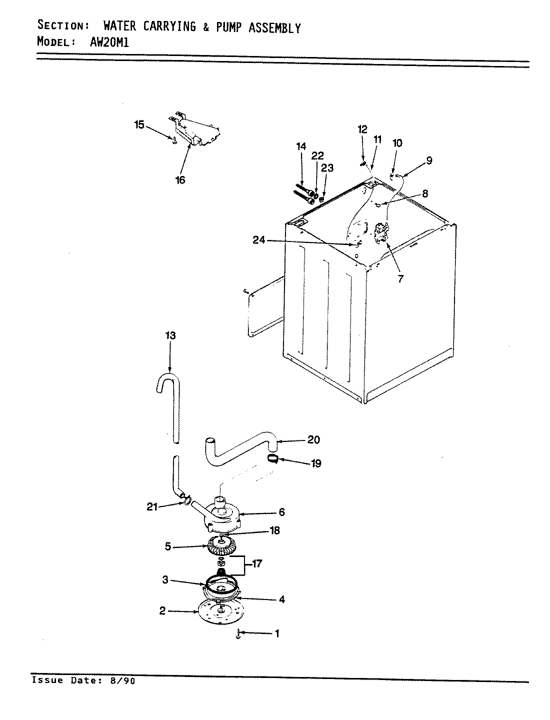 15 - WATER CARRYING & PUMP ASSY. (REV. E-F)