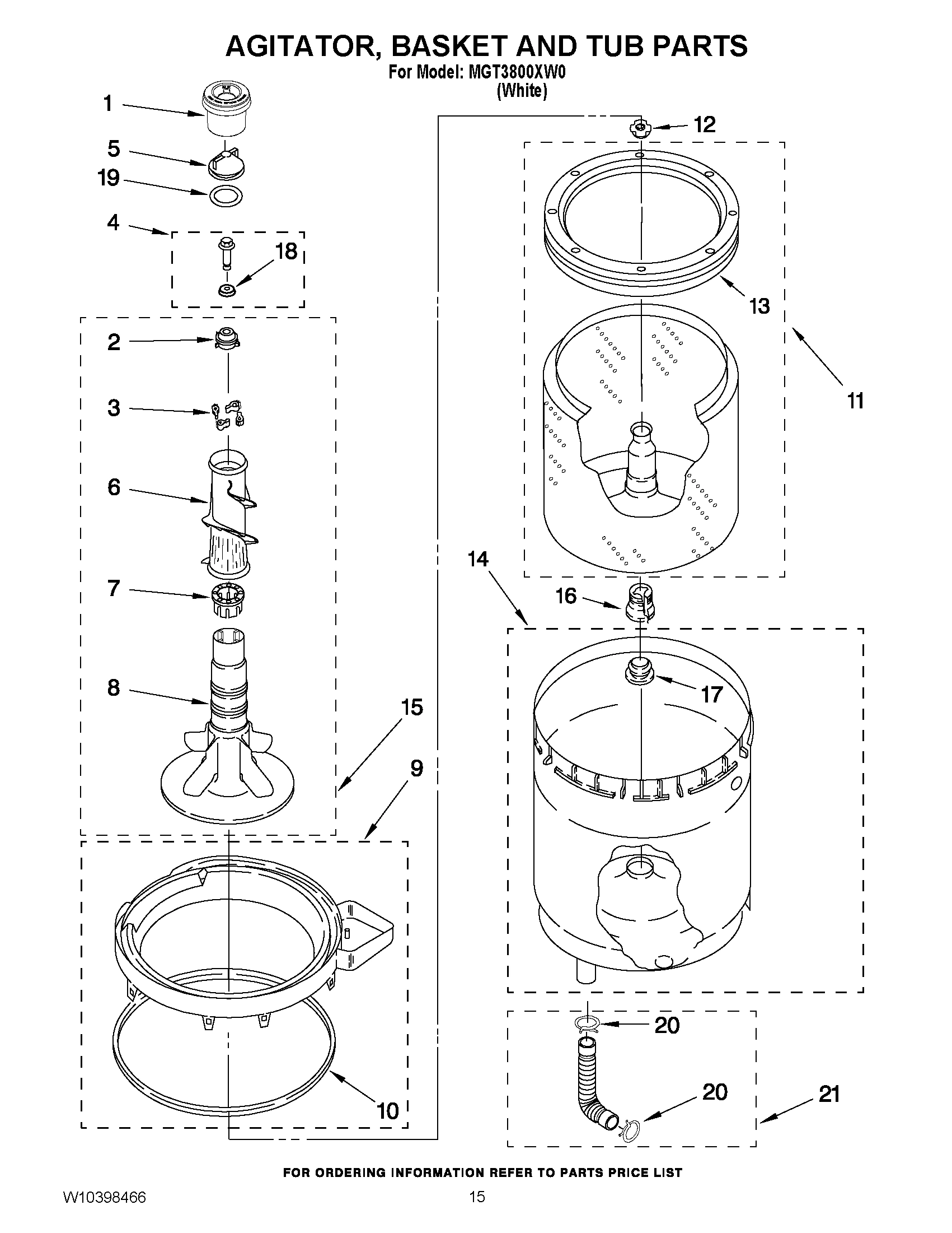 10 - AGITATOR, BASKET AND TUB PARTS