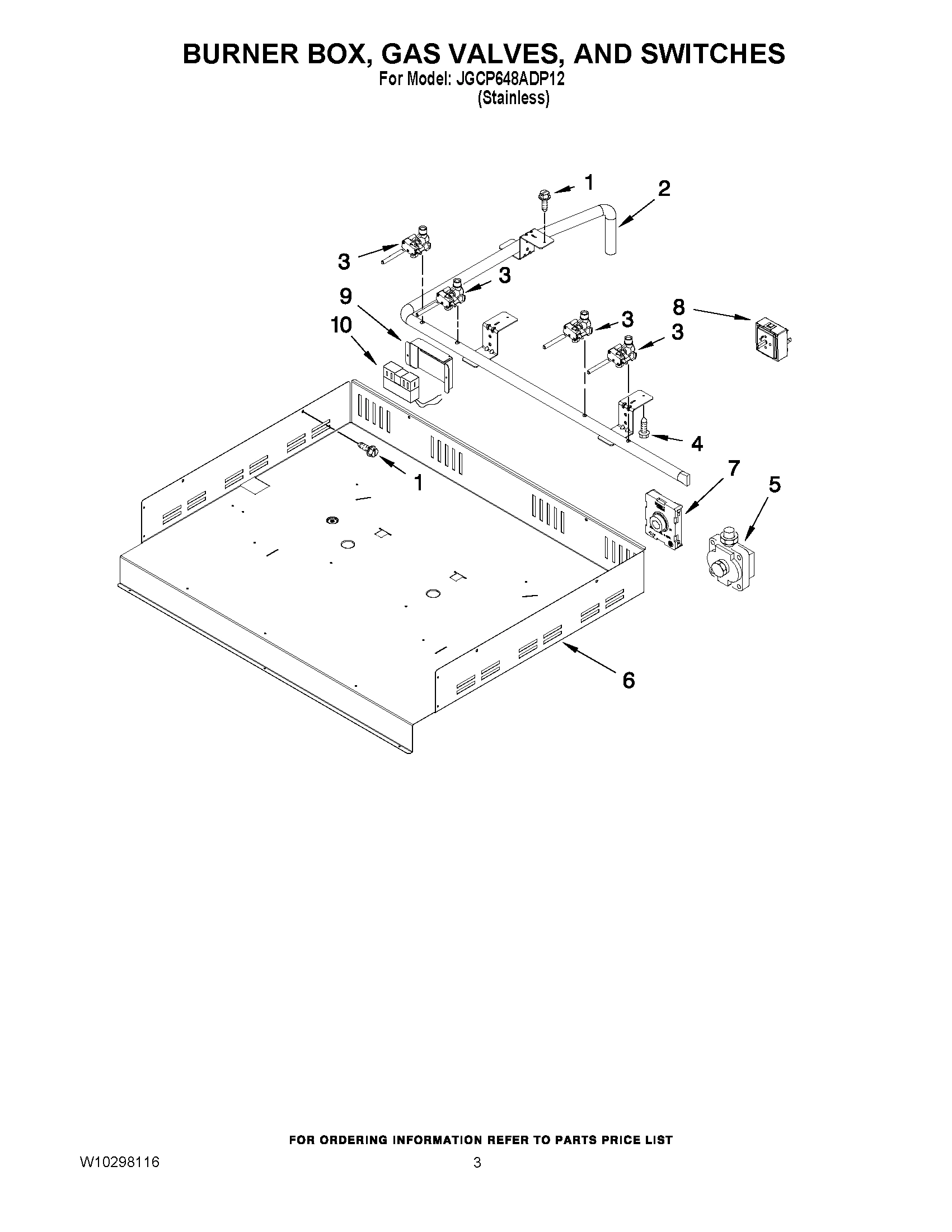 02 - BURNER BOX, GAS VALVES, AND SWITCHES