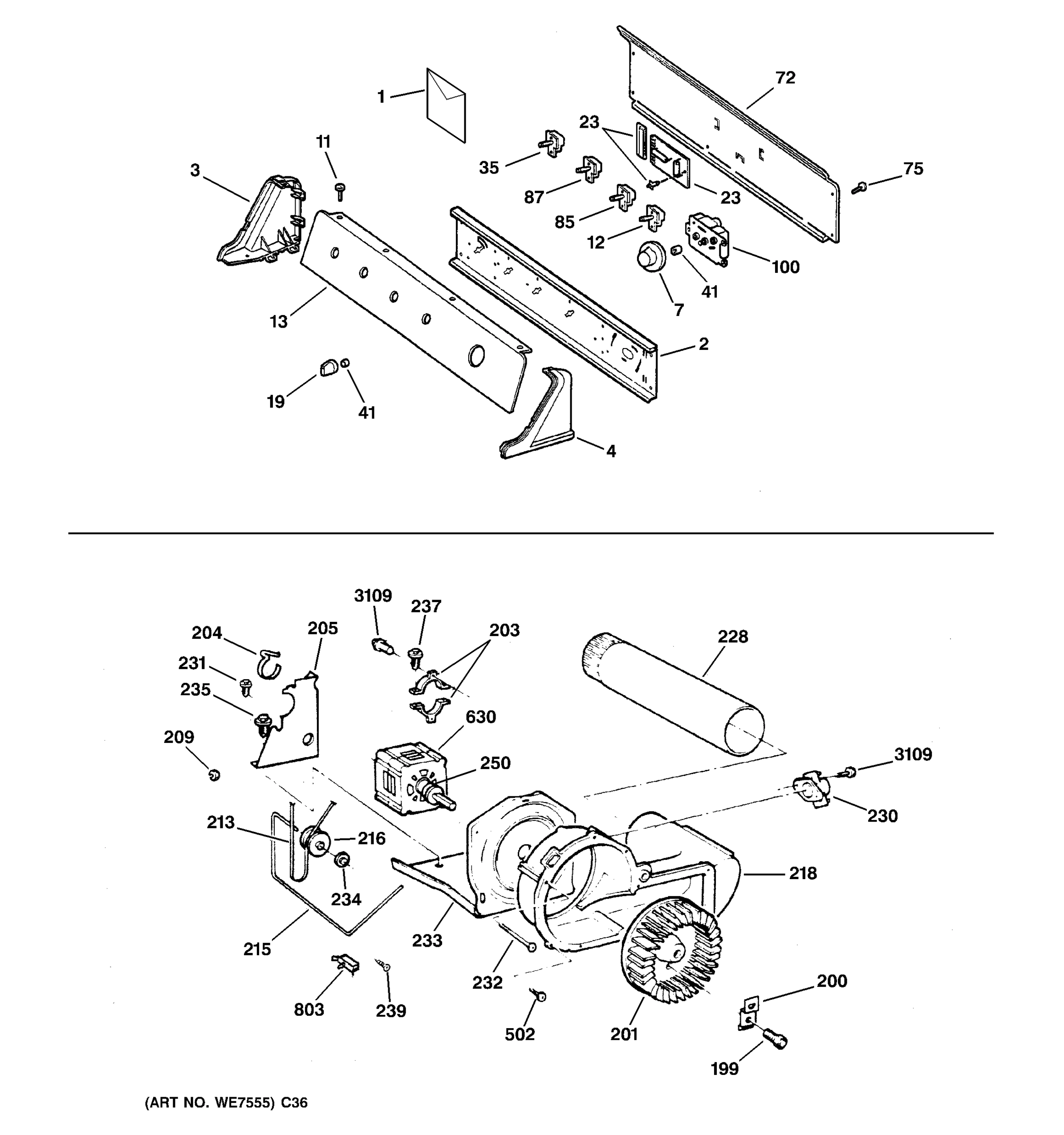 BACKSPLASH, BLOWER & MOTOR ASSEMBLY