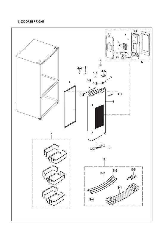 RIGHT REFRIGERATOR DOOR PARTS