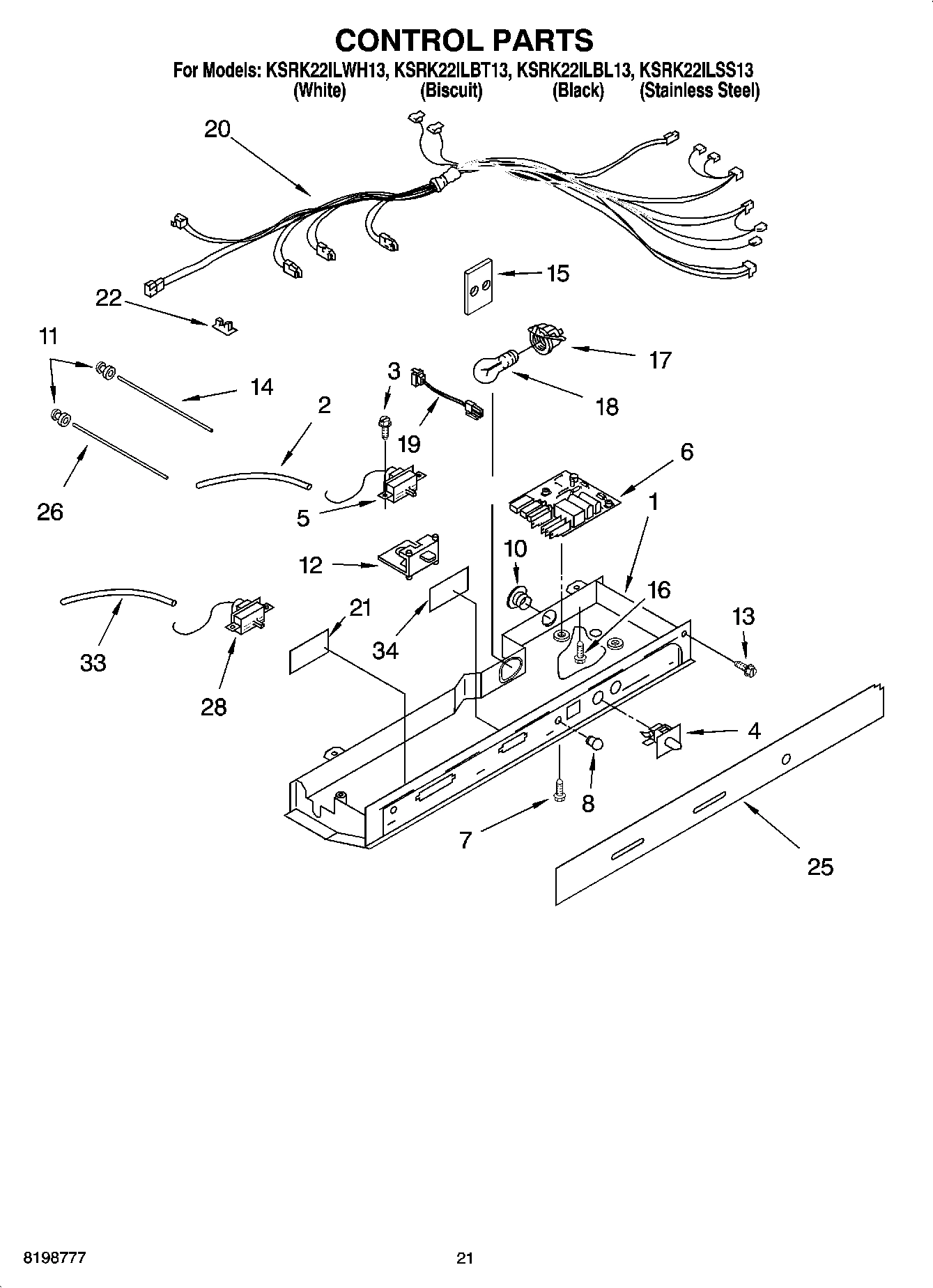 12 - CONTROL PARTS, PARTS NOT ILLUSTRATED