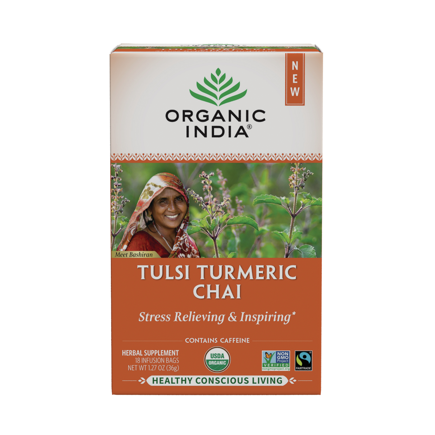 Organic India Tulsi Turmeric Chai | 18 Bags