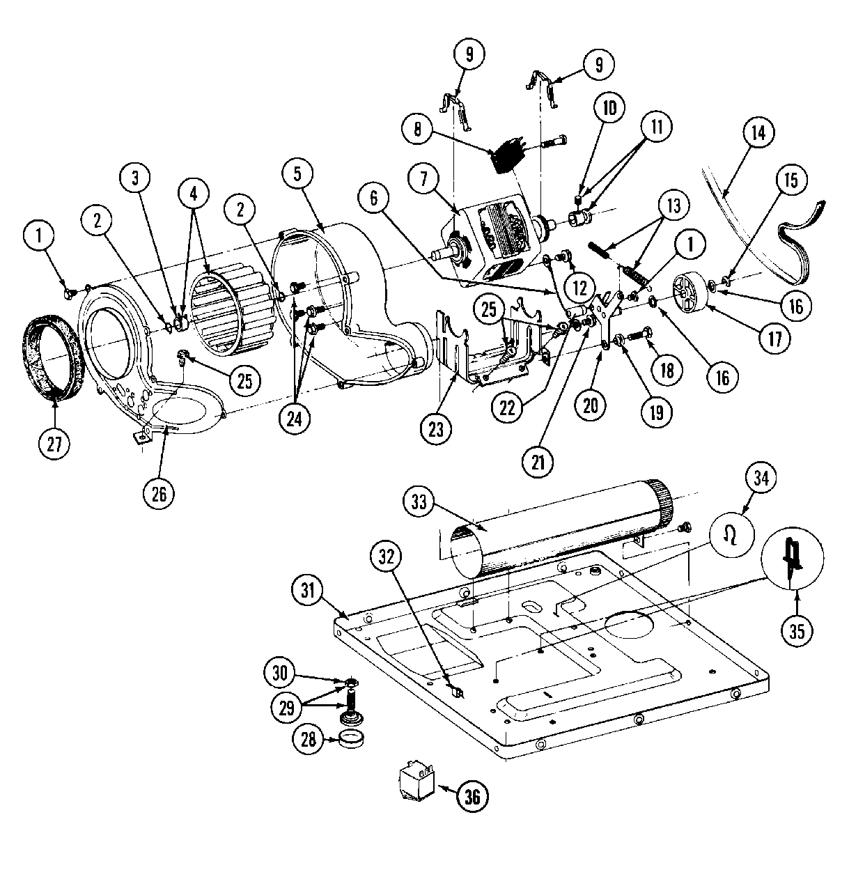 08 - MOTOR DRIVE, BLOWER & BASE FRAME