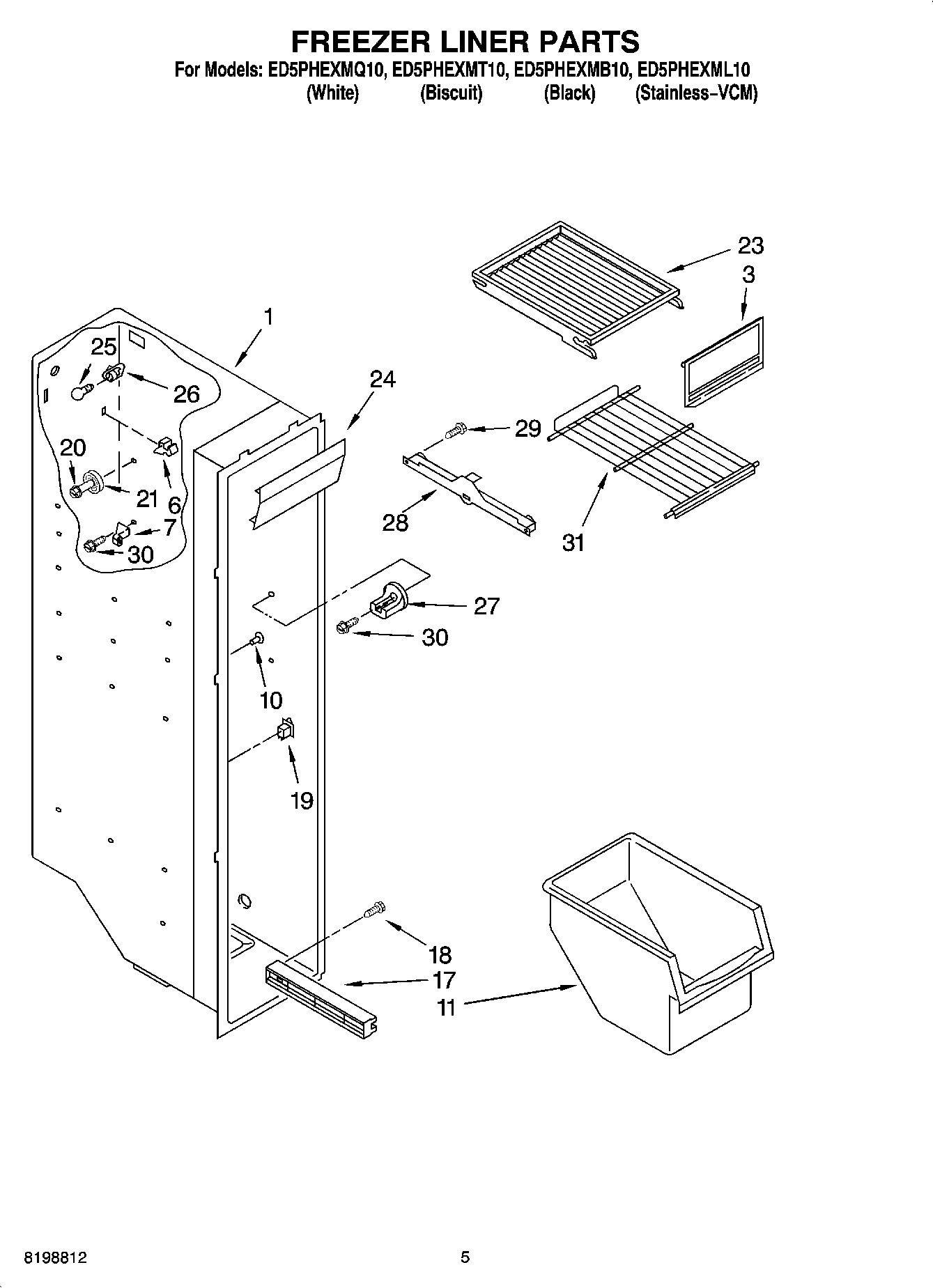 04 - FREEZER LINER PARTS