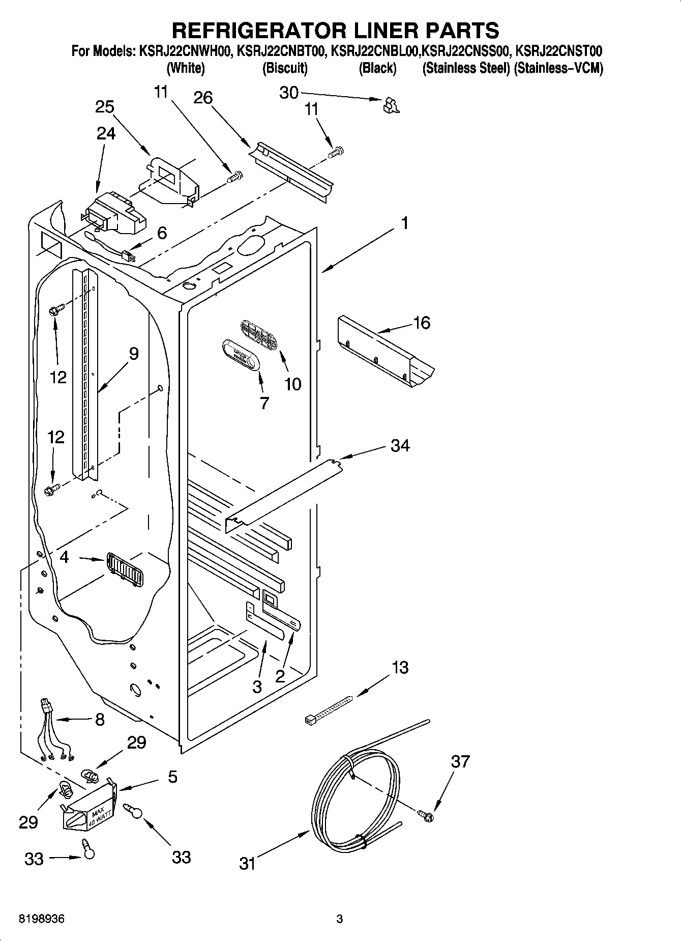 02 - REFRIGERATOR LINER PARTS