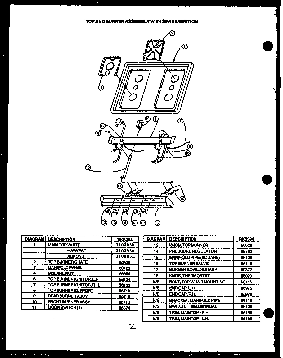 10 - TOP/BURNER W/SPARK IGNITION
