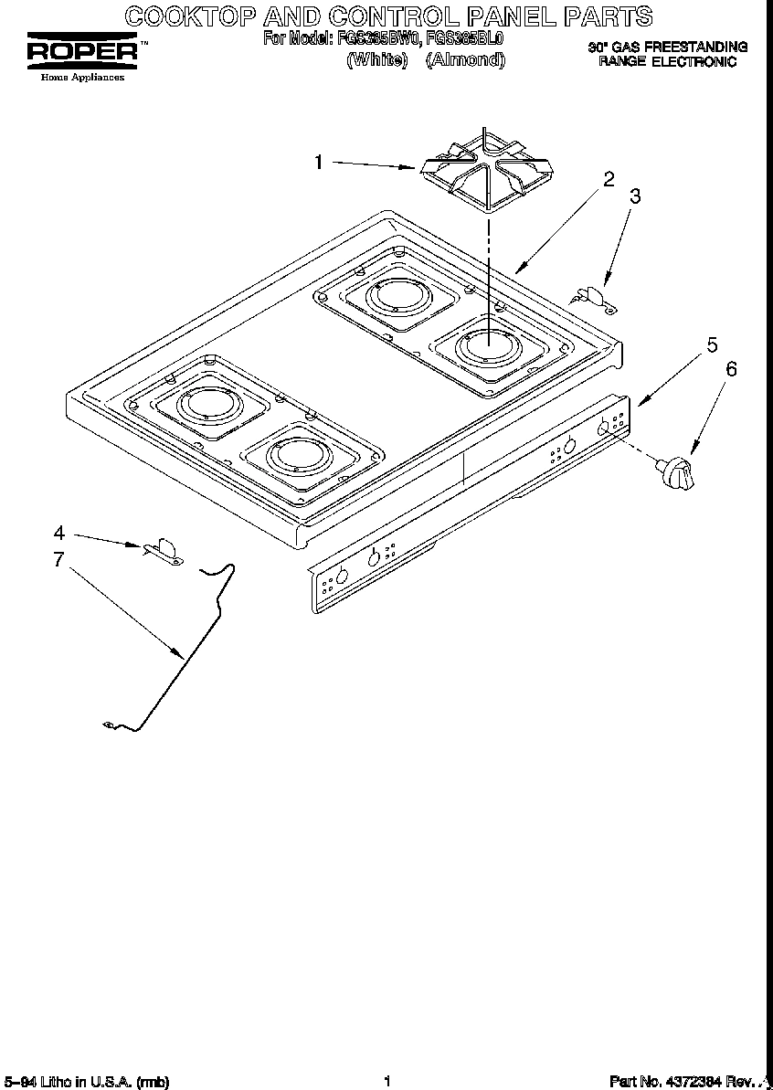 01 - COOKTOP AND CONTROL PANEL