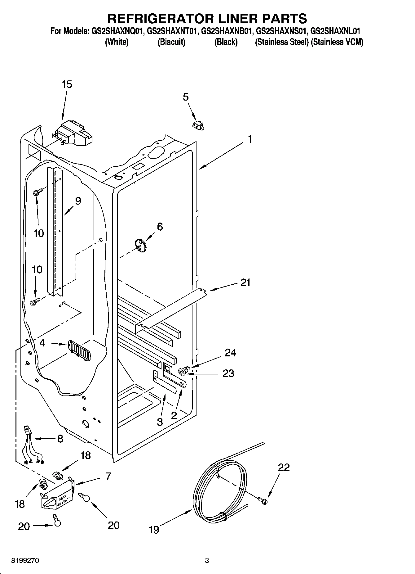 02 - REFRIGERATOR LINER PARTS