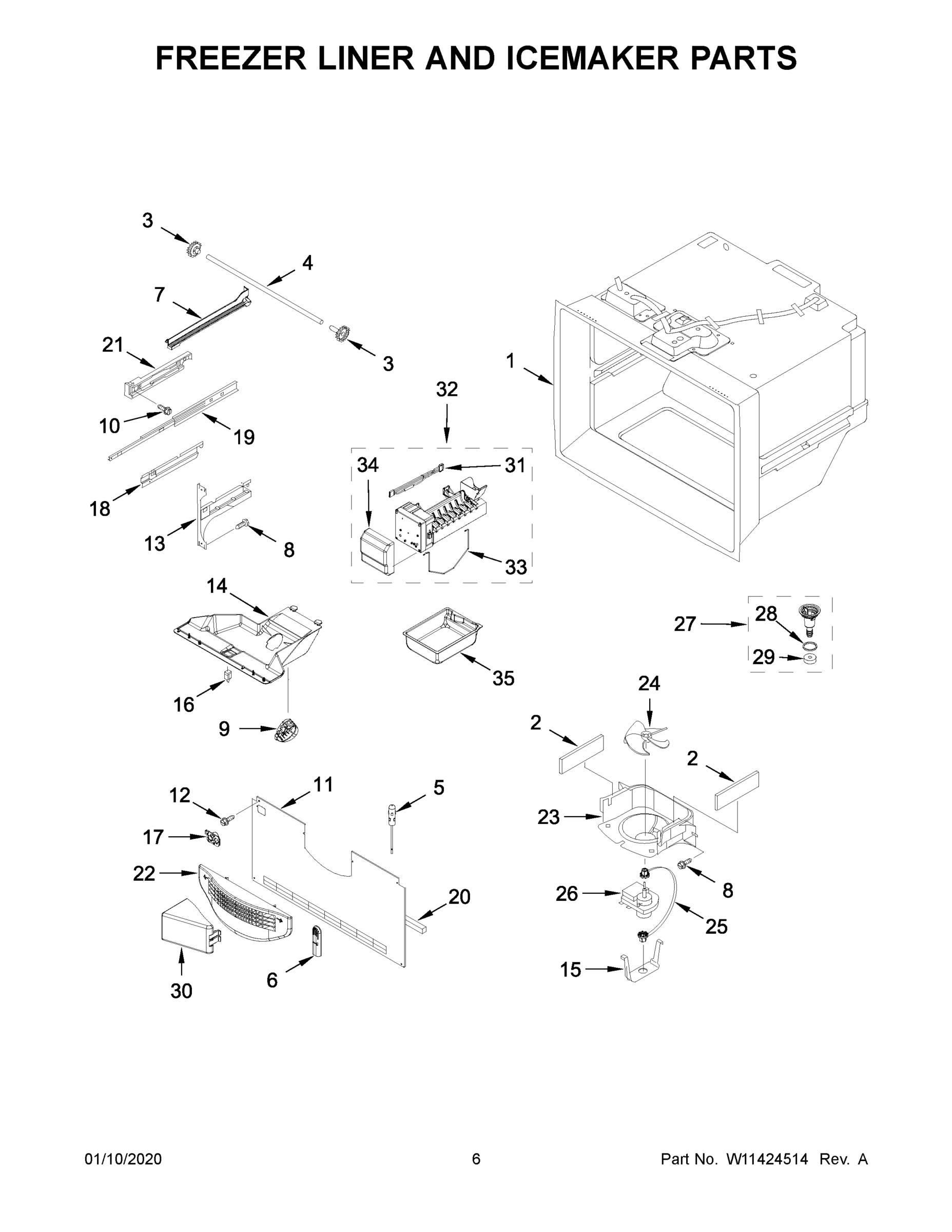 04 - FREEZER LINER AND ICEMAKER PARTS