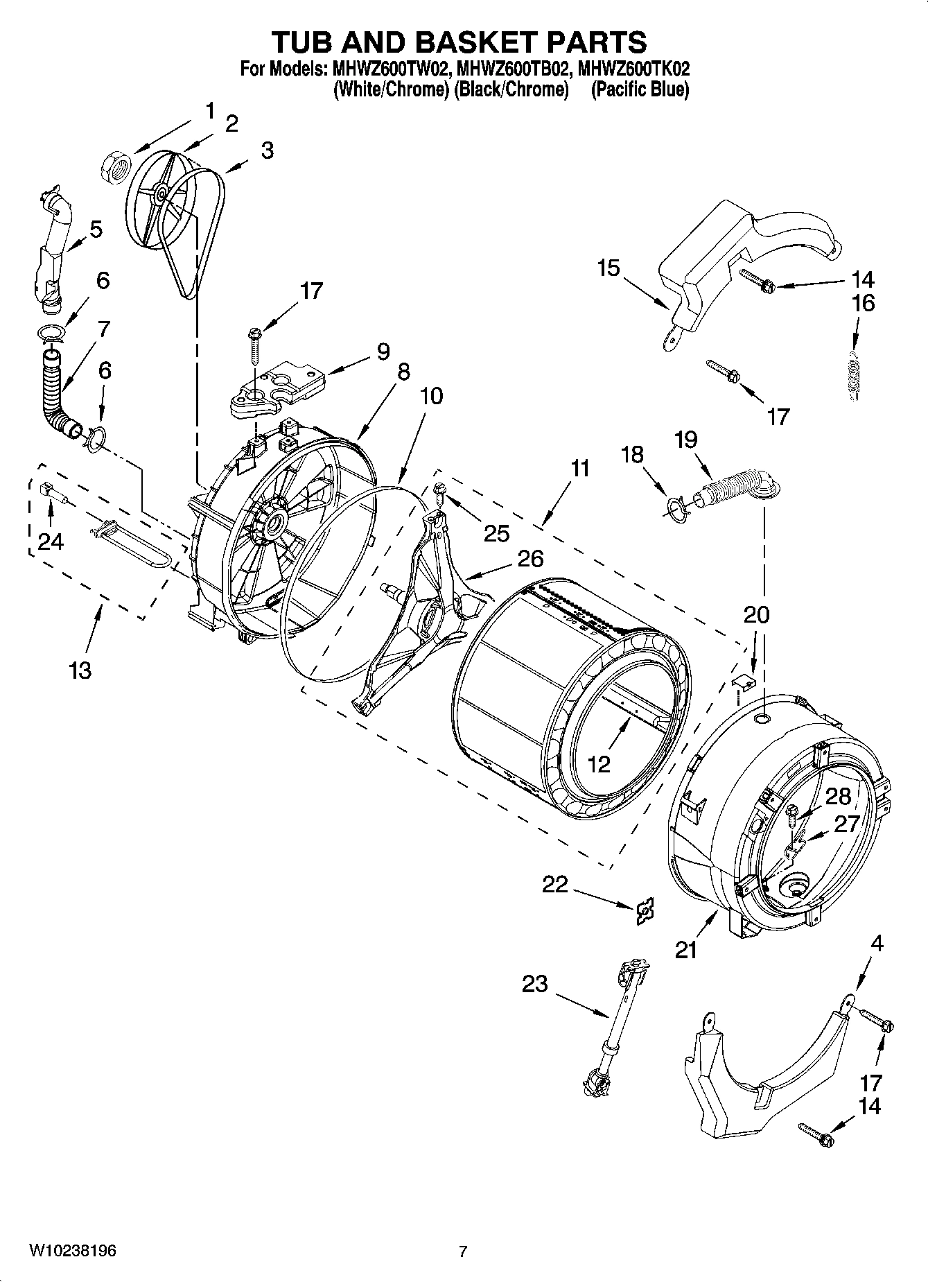 06 - TUB AND BASKET PARTS, OPTIONAL PARTS (NOT INCLUDED)